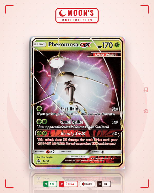 Carta Pokémon Pheromosa-GX · SM Black Star Promos #SM66 (NM) — pieza única en Moon's Collectibles México