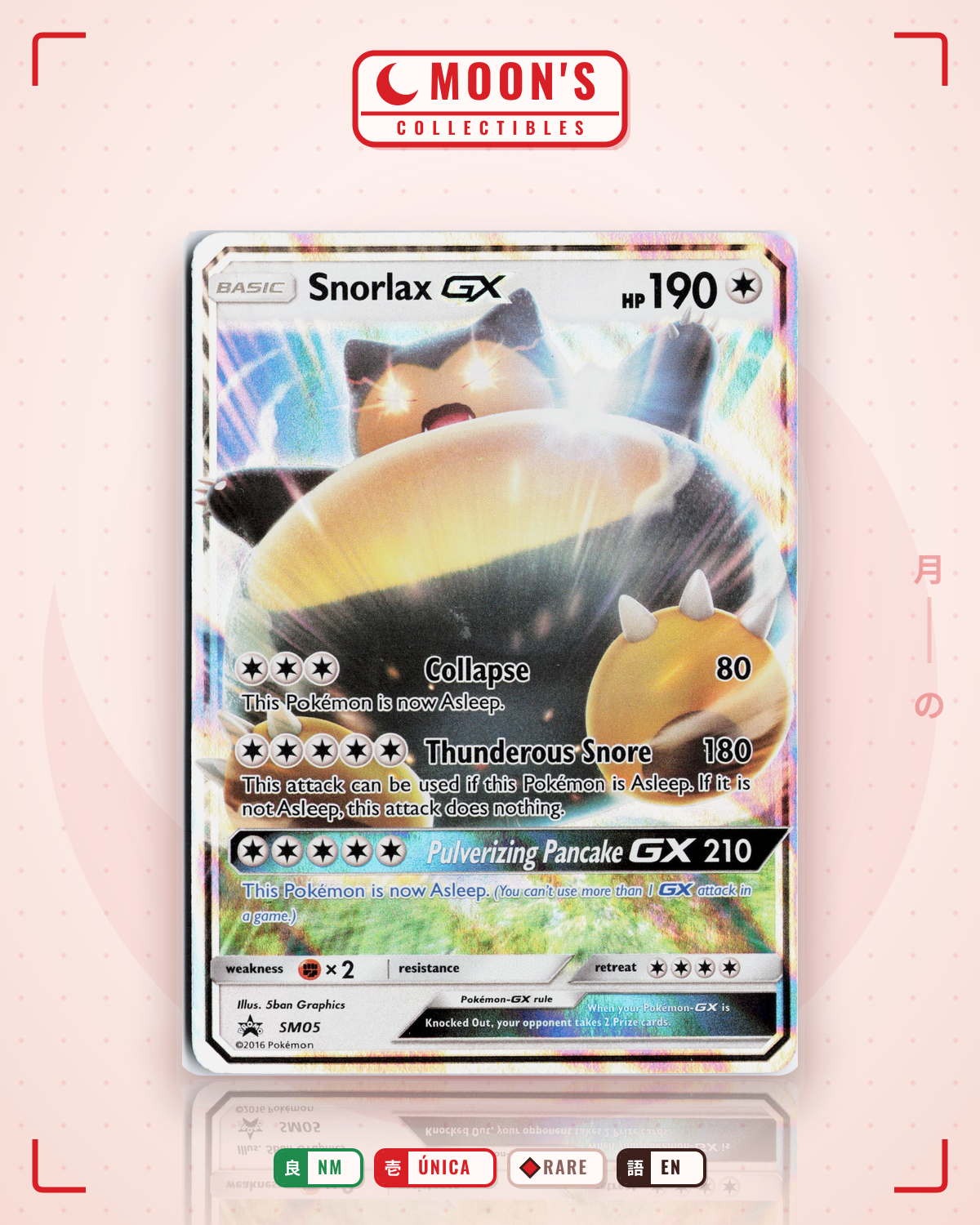 Carta Pokémon Snorlax-GX · SM Black Star Promos #SM05 (NM) — pieza única en Moon's Collectibles México
