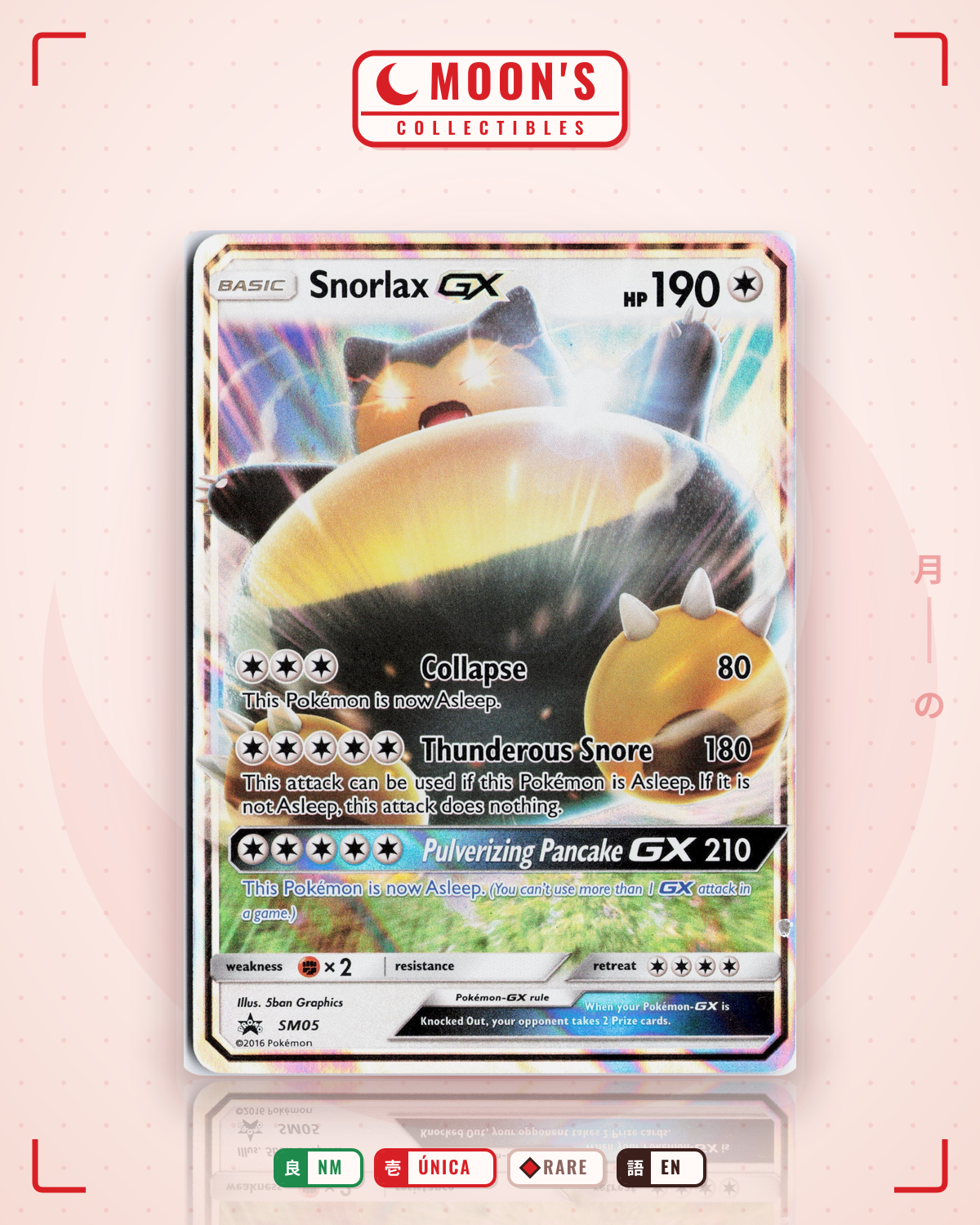 Carta Pokémon Snorlax-GX · SM Black Star Promos #SM05 (NM) — pieza única en Moon's Collectibles México