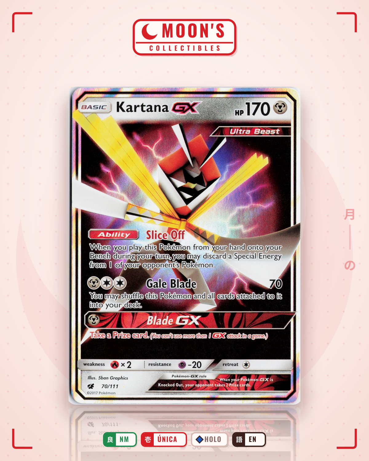 Carta Pokémon Kartana-GX · Crimson Invasion #70/111 (NM) — pieza única en Moon's Collectibles México