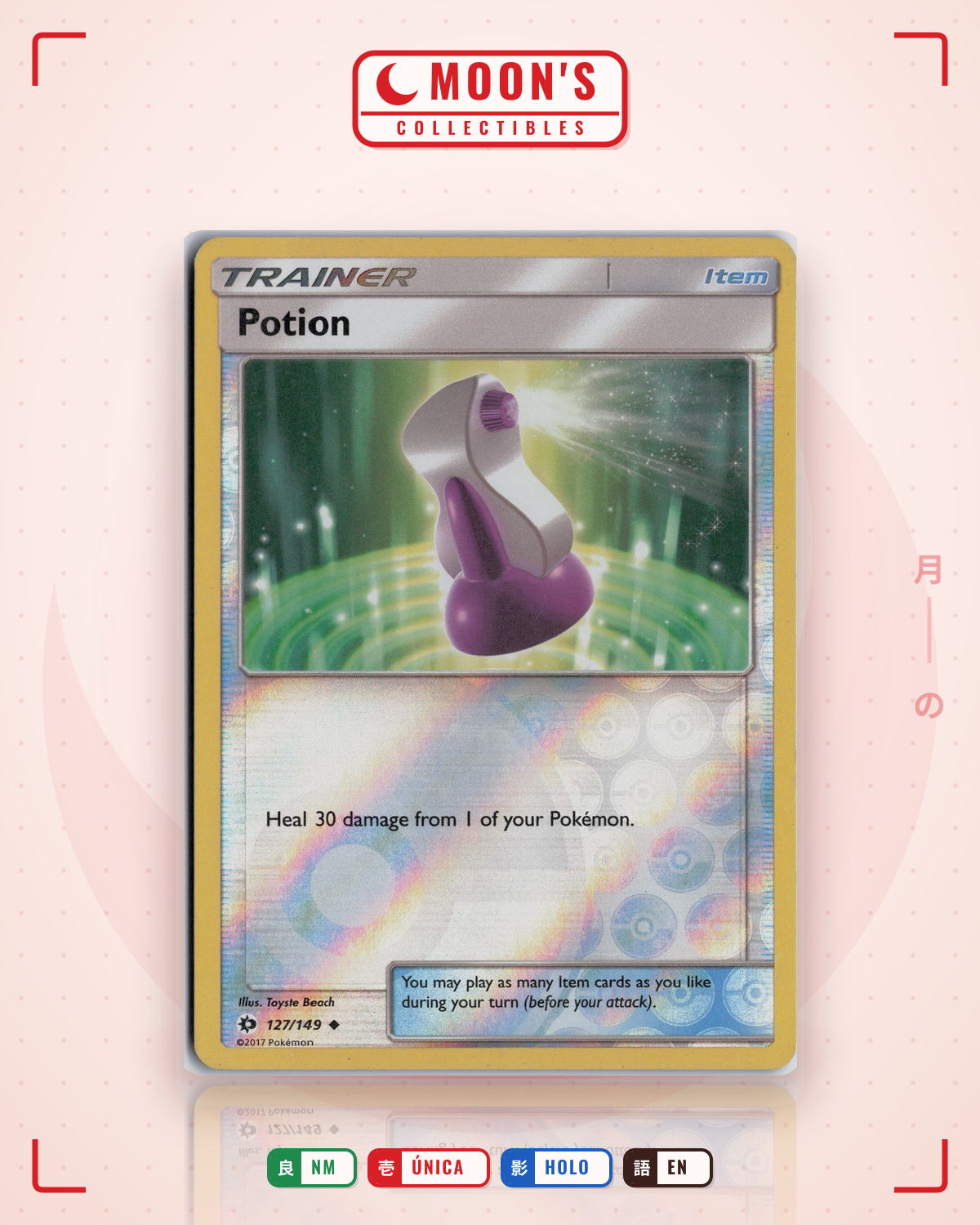 Carta Pokémon Potion · Sun & Moon #127/149 (NM) — pieza única en Moon's Collectibles México