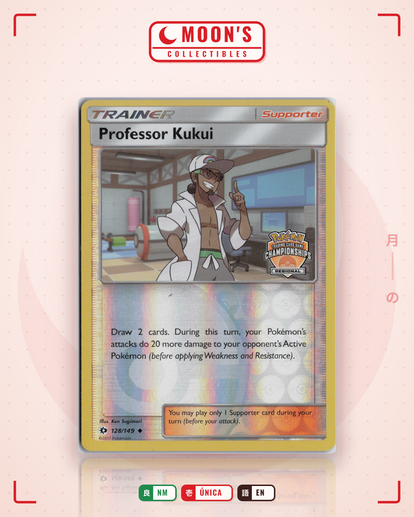 Carta Pokémon Professor Kukui · Sun & Moon #128/149 (NM) — pieza única en Moon's Collectibles México