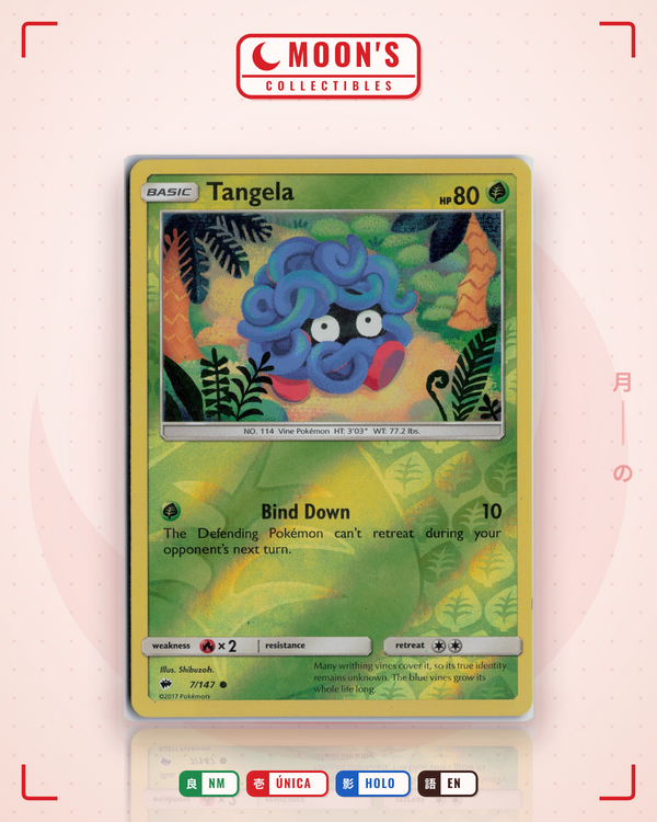 Carta Pokémon Tangela · Burning Shadows #7/147 (NM) — pieza única en Moon's Collectibles México