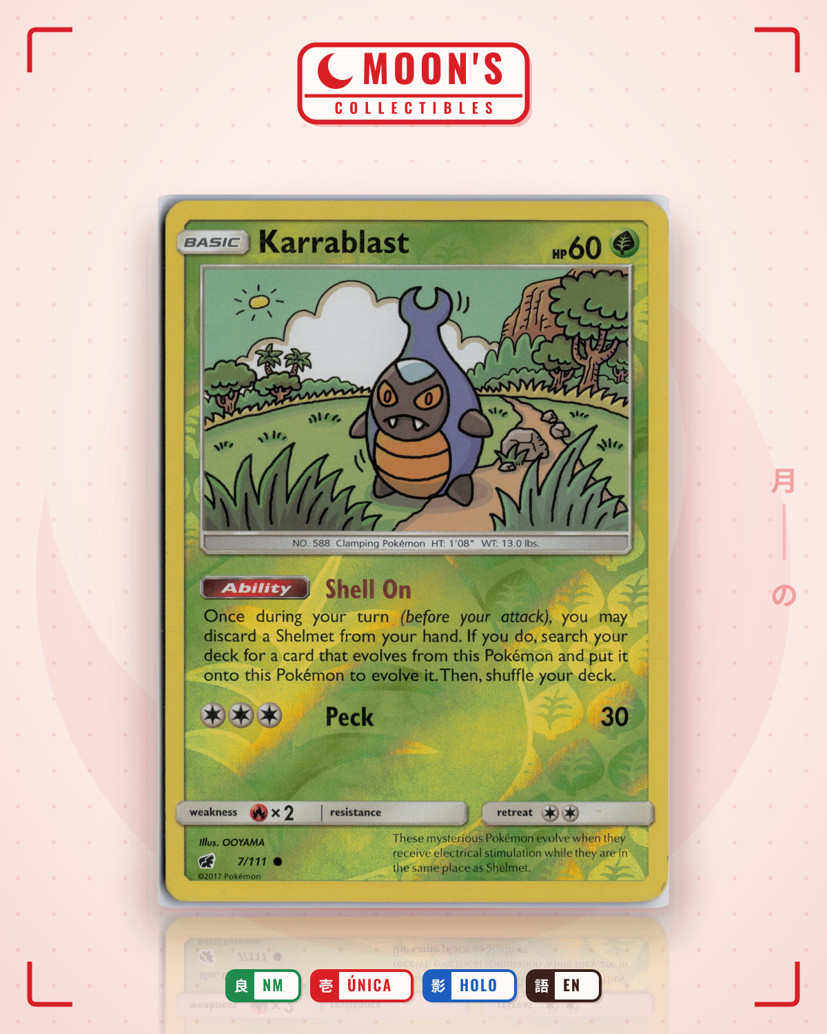Carta Pokémon Karrablast · Crimson Invasion #7/111 (NM) — pieza única en Moon's Collectibles México