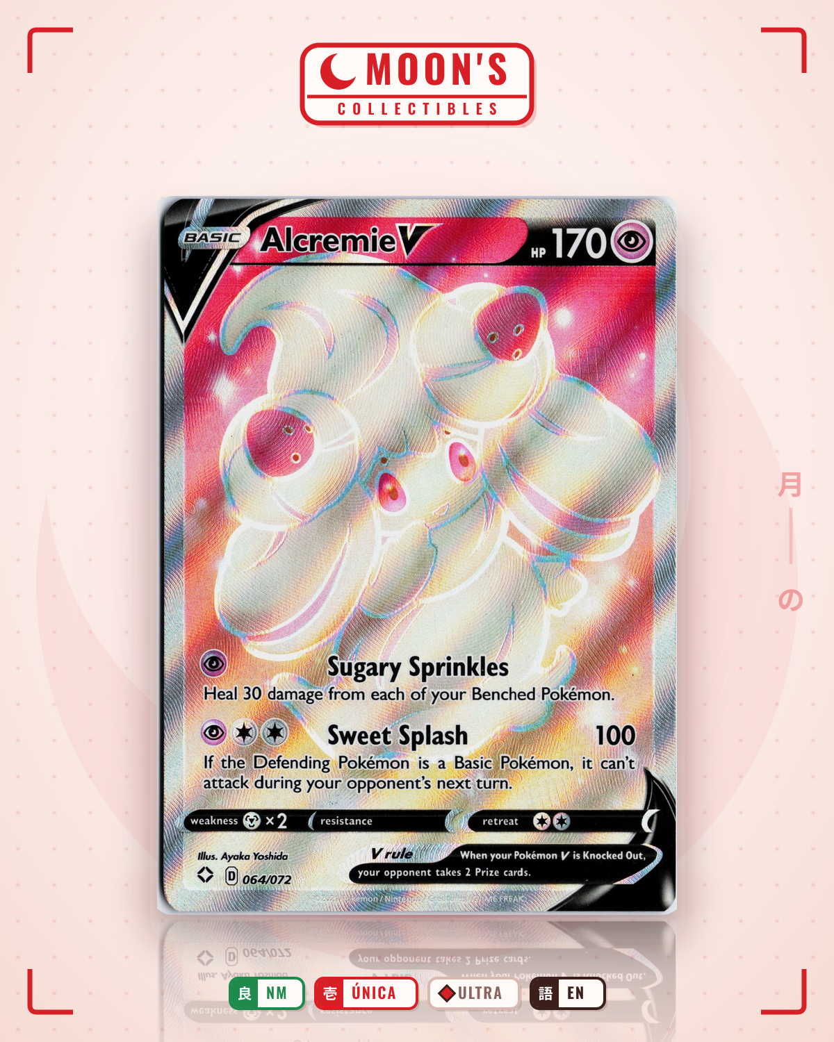 Carta Pokémon Alcremie V · Shining Fates #064/072 (NM) — pieza única en Moon's Collectibles México