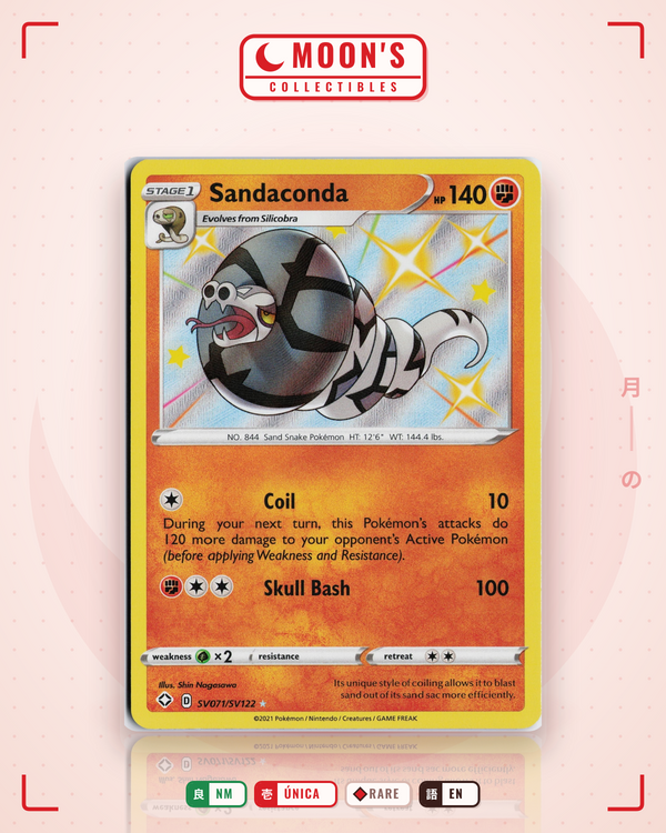 Carta Pokémon Sandaconda · Shining Fates Shiny Vault #SV071/SV122 (NM) — pieza única en Moon's Collectibles México