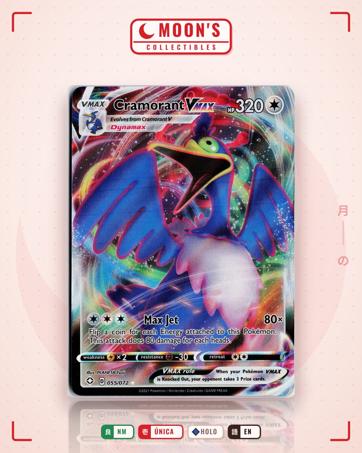 Carta Pokémon Cramorant VMAX · Shining Fates #055/072 (NM) — pieza única en Moon's Collectibles México