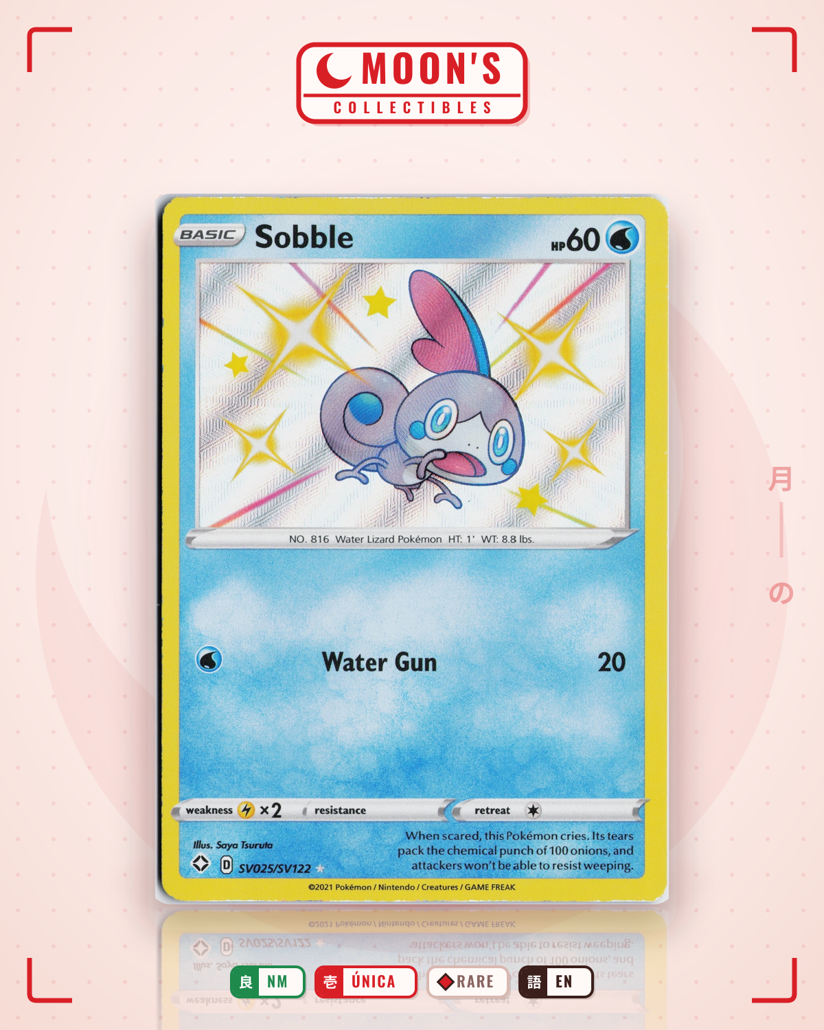Carta Pokémon Sobble · Shining Fates Shiny Vault #SV025/SV122 (NM) — pieza única en Moon's Collectibles México