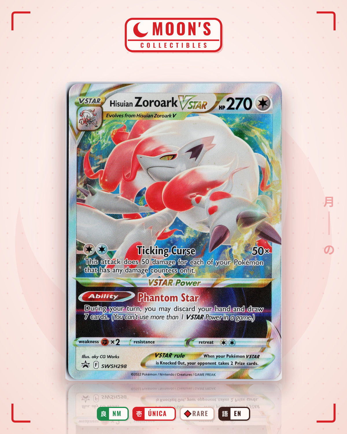 Carta Pokémon Hisuian Zoroark VSTAR · SWSH Black Star Promos #SWSH298 (NM) — pieza única en Moon's Collectibles México
