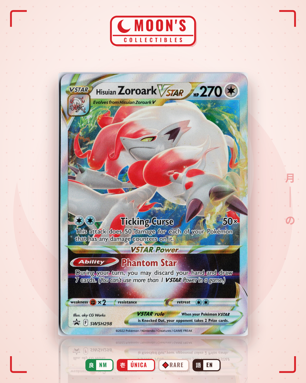 Carta Pokémon Hisuian Zoroark VSTAR · SWSH Black Star Promos #SWSH298 (NM) — pieza única en Moon's Collectibles México
