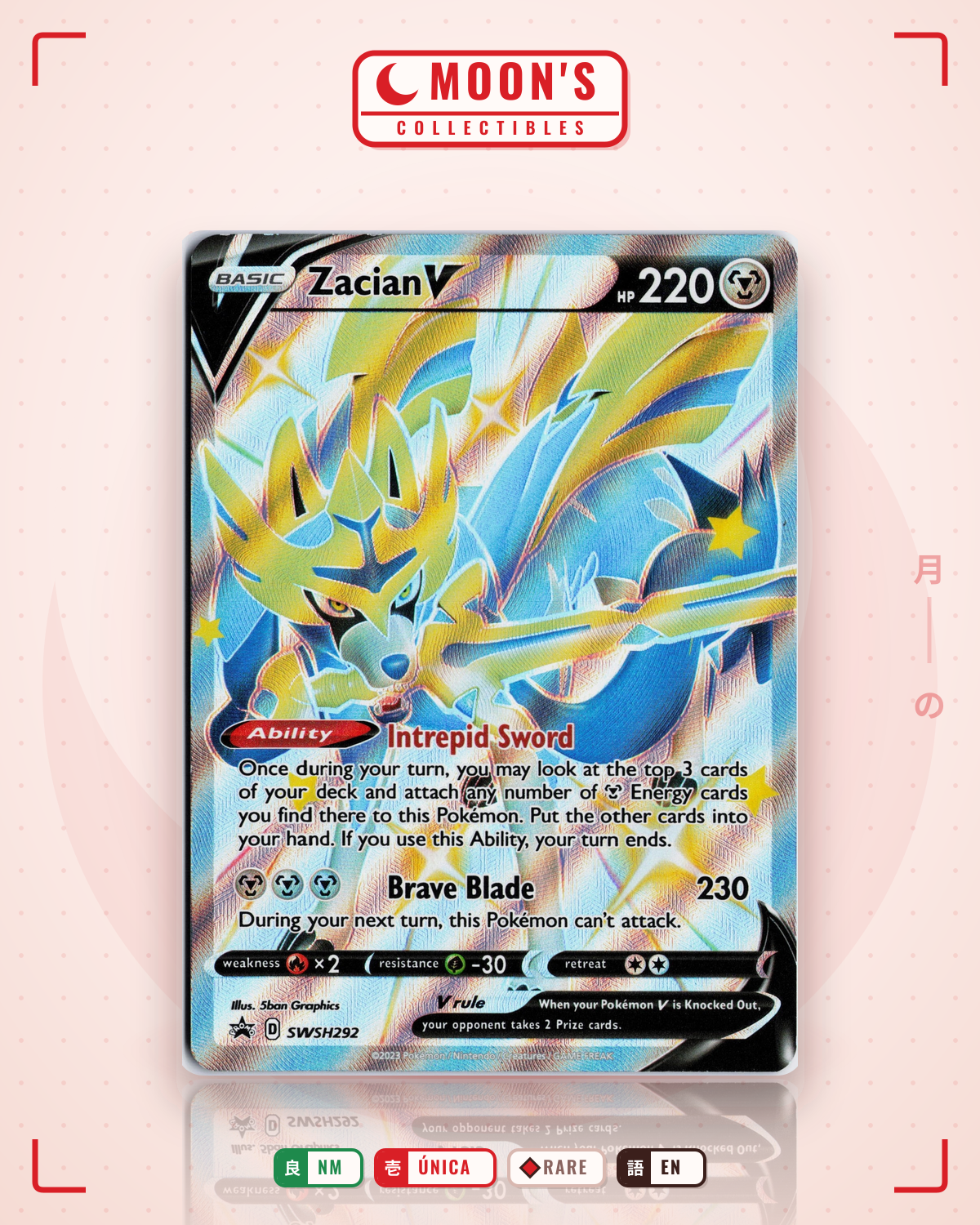 Carta Pokémon Zacian V · SWSH Black Star Promos #SWSH292 (NM) — pieza única en Moon's Collectibles México
