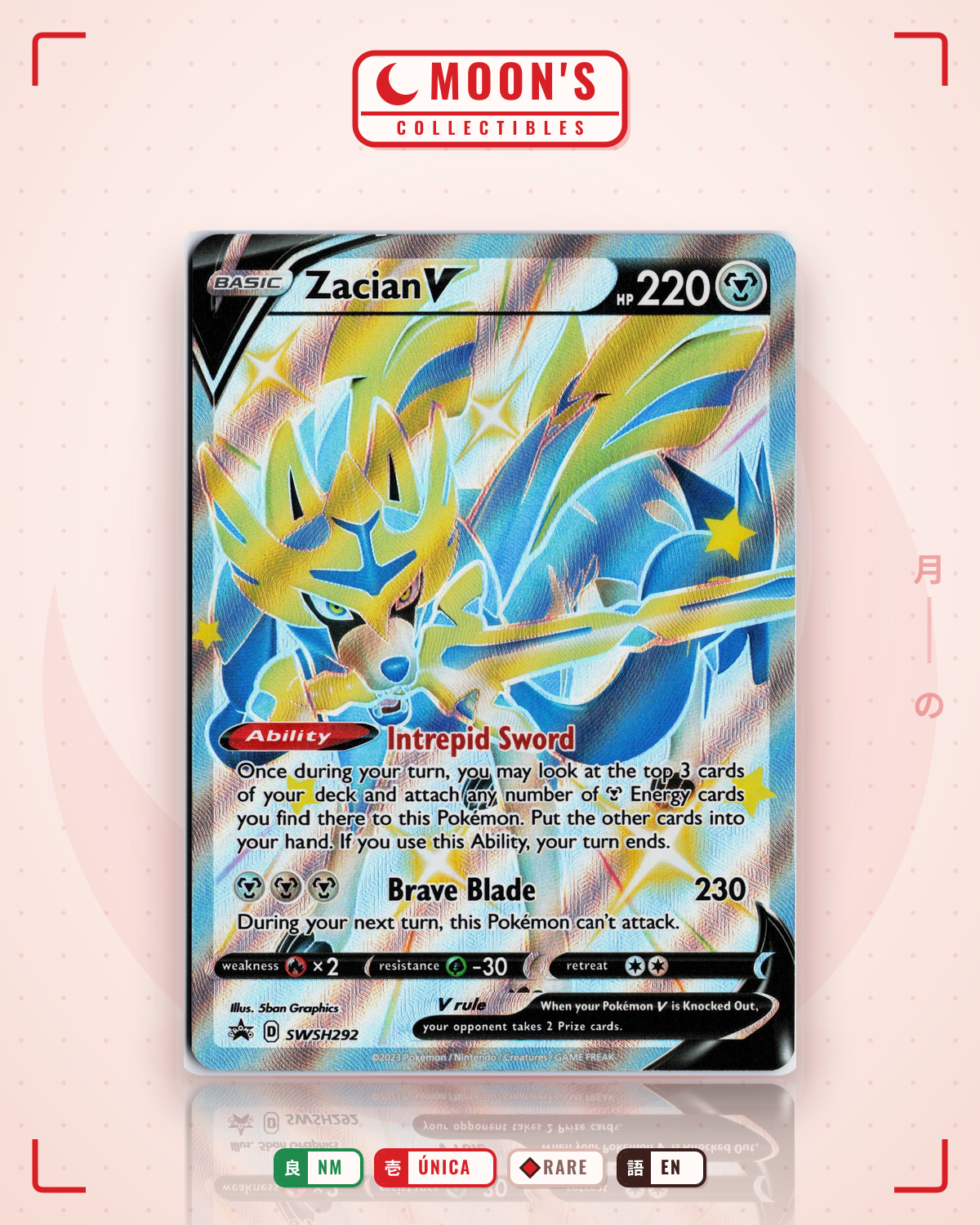 Carta Pokémon Zacian V · SWSH Black Star Promos #SWSH292 (NM) — pieza única en Moon's Collectibles México