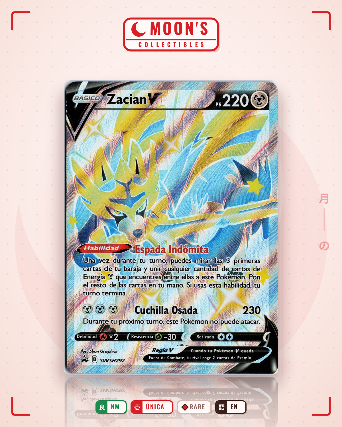 Carta Pokémon Zacian V · SWSH Black Star Promos #SWSH292 (NM) — pieza única en Moon's Collectibles México