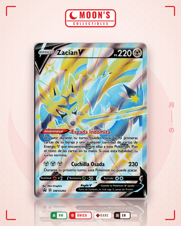 Carta Pokémon Zacian V · SWSH Black Star Promos #SWSH292 (NM) — pieza única en Moon's Collectibles México
