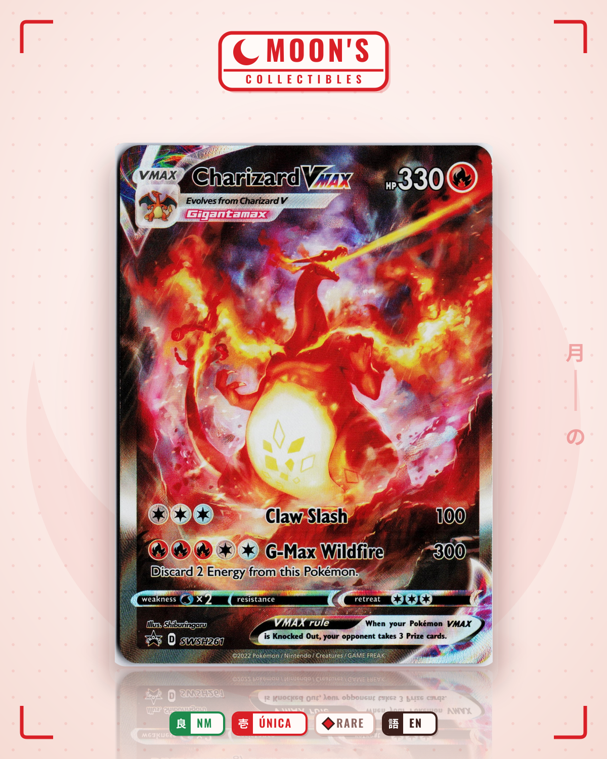 Carta Pokémon Charizard VMAX · SWSH Black Star Promos #SWSH261 (NM) — pieza única en Moon's Collectibles México
