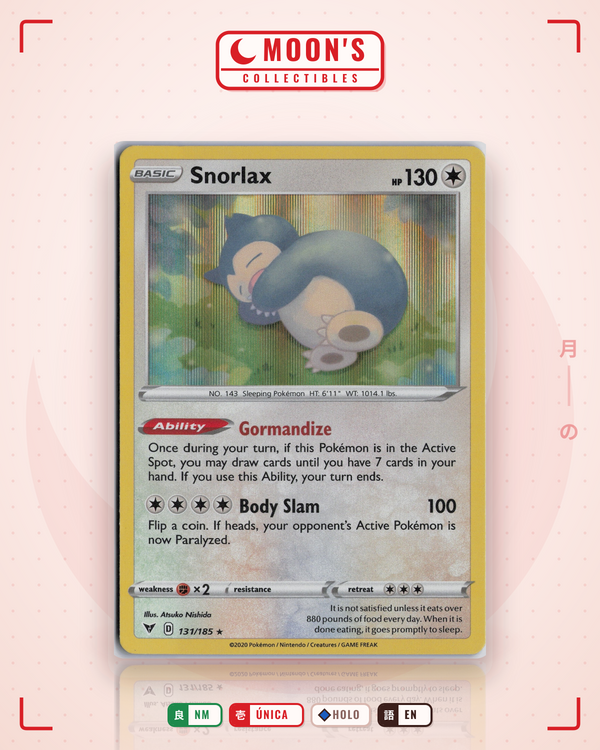 Carta Pokémon Snorlax · Vivid Voltage #131/185 (NM) — pieza única en Moon's Collectibles México