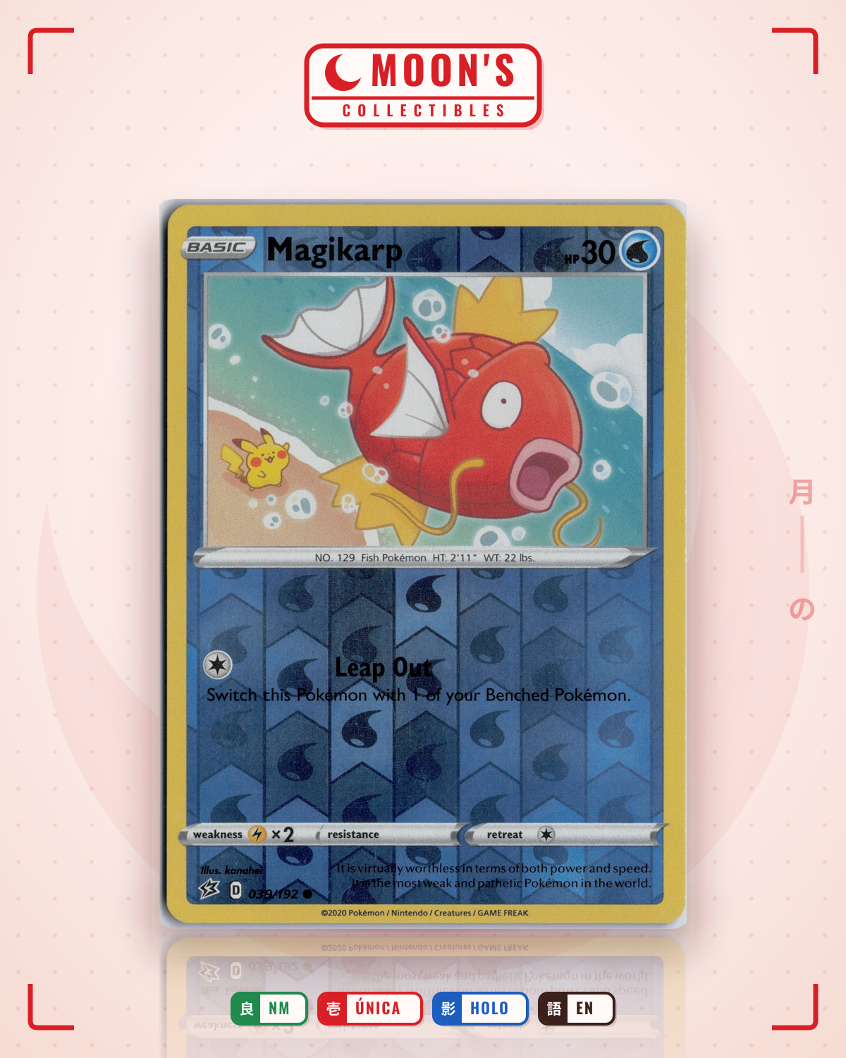 Carta Pokémon Magikarp · Rebel Clash #039/192 (NM) — pieza única en Moon's Collectibles México