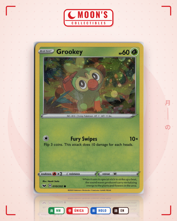 Carta Pokémon Grookey · Shining Fates #011/072 (NM) — pieza única en Moon's Collectibles México