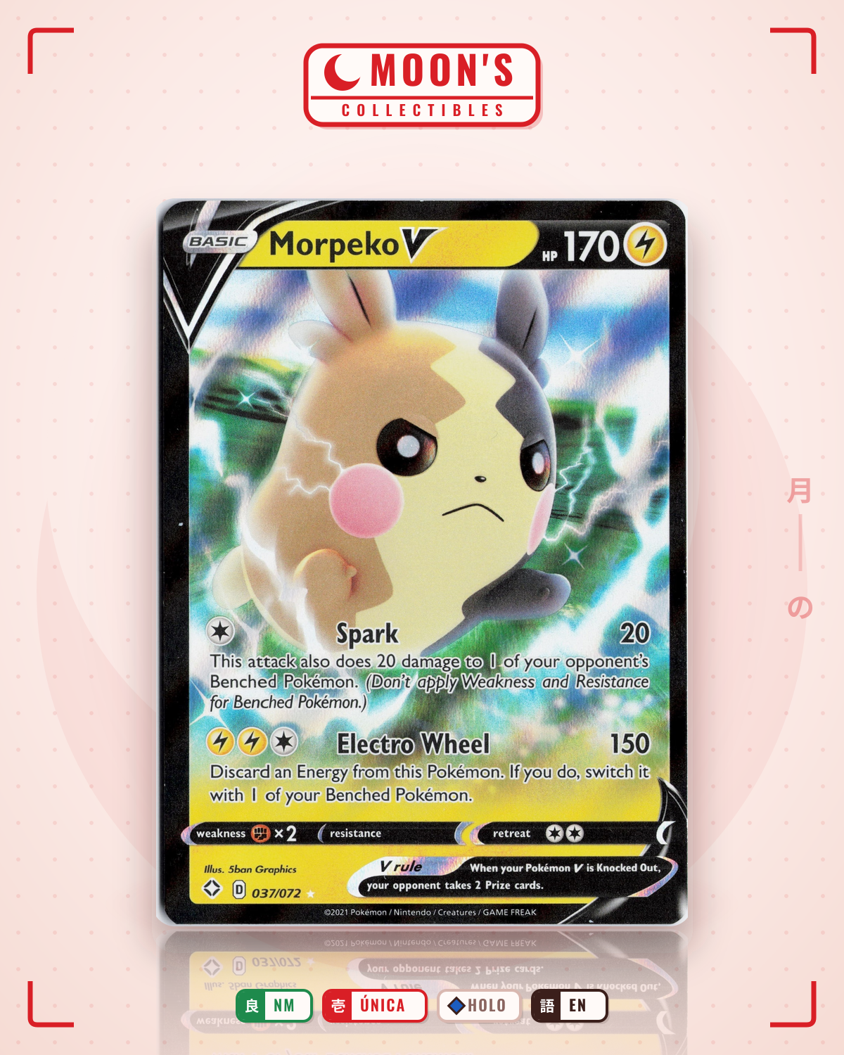 Carta Pokémon Morpeko V · Shining Fates #037/072 (NM) — pieza única en Moon's Collectibles México