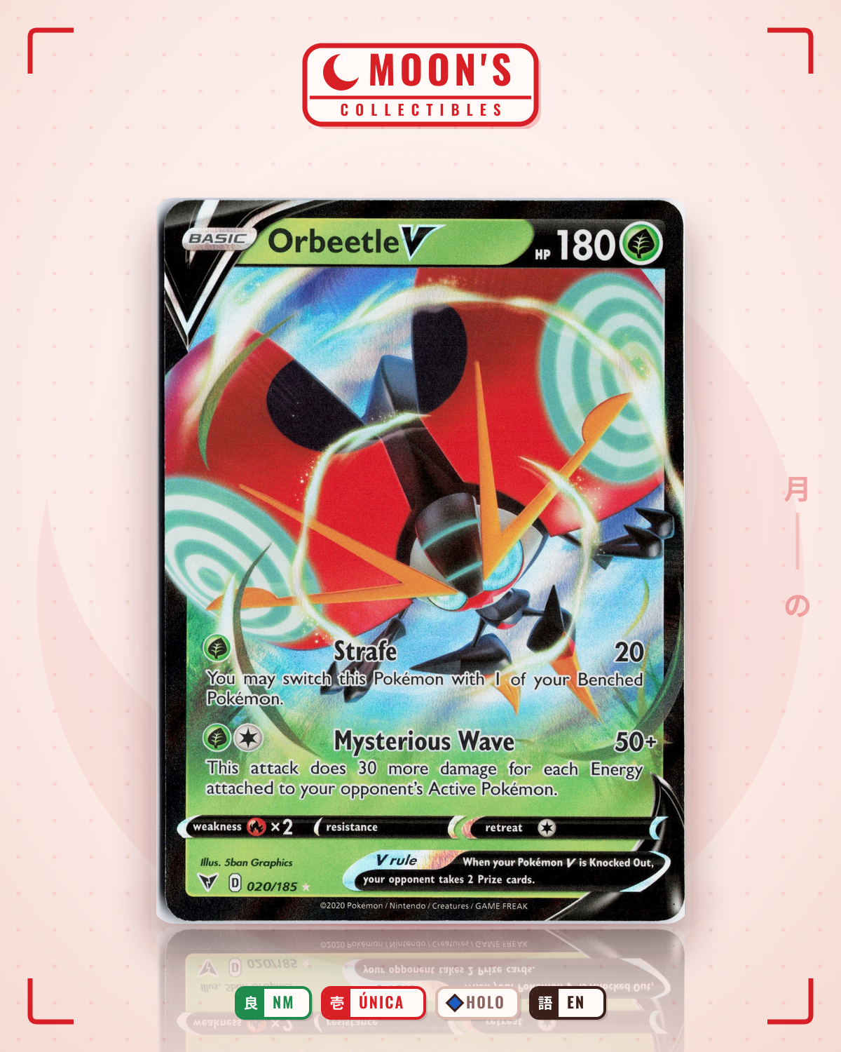 Carta Pokémon Orbeetle V · Vivid Voltage #020/185 (NM) — pieza única en Moon's Collectibles México