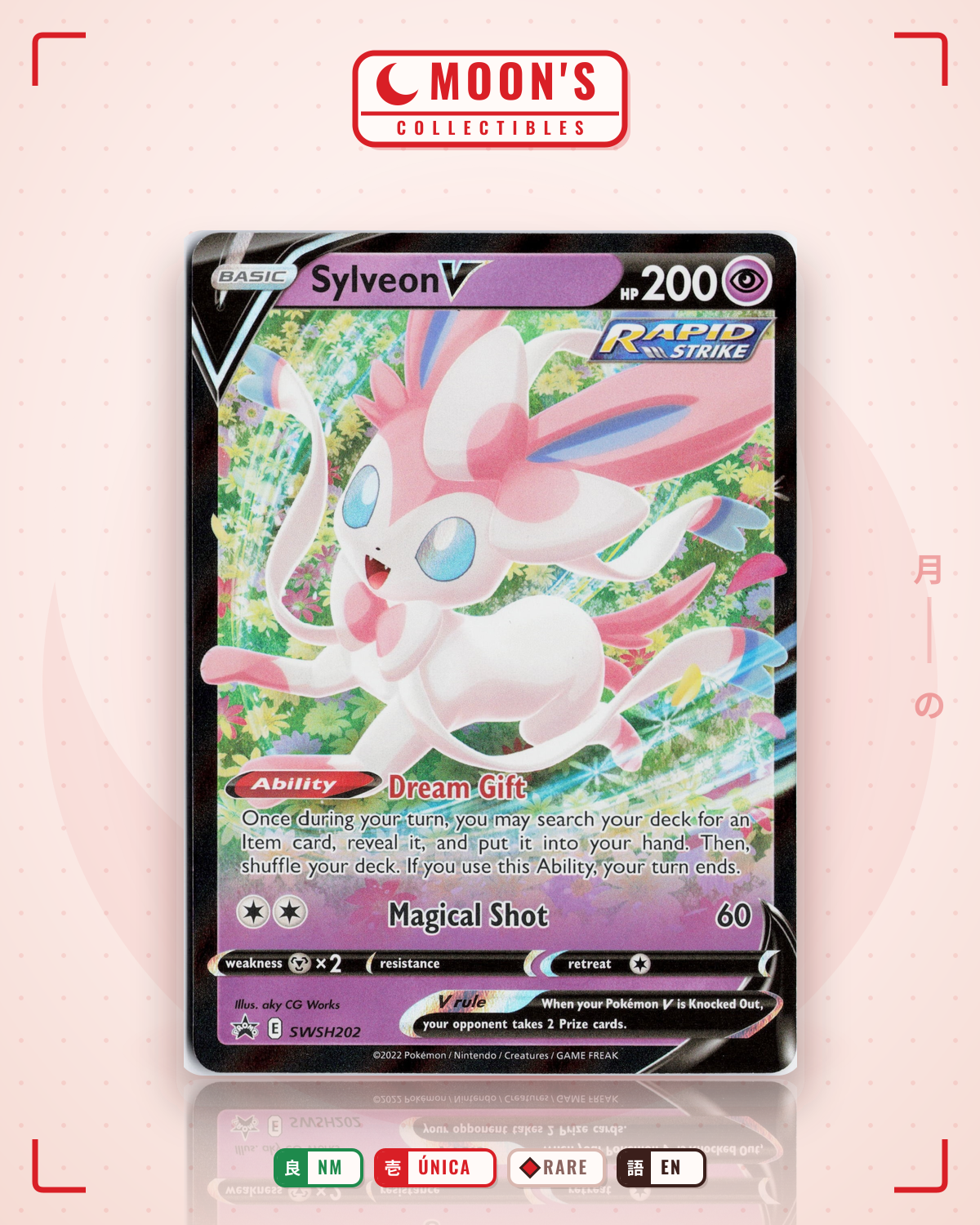 Carta Pokémon Sylveon V · SWSH Black Star Promos #SWSH202 (NM) — pieza única en Moon's Collectibles México