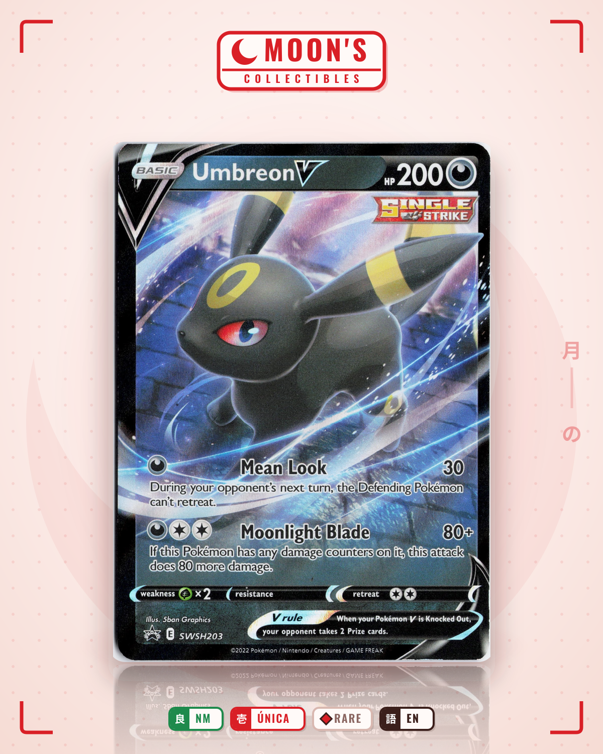 Carta Pokémon Umbreon V · SWSH Black Star Promos #SWSH203 (NM) — pieza única en Moon's Collectibles México