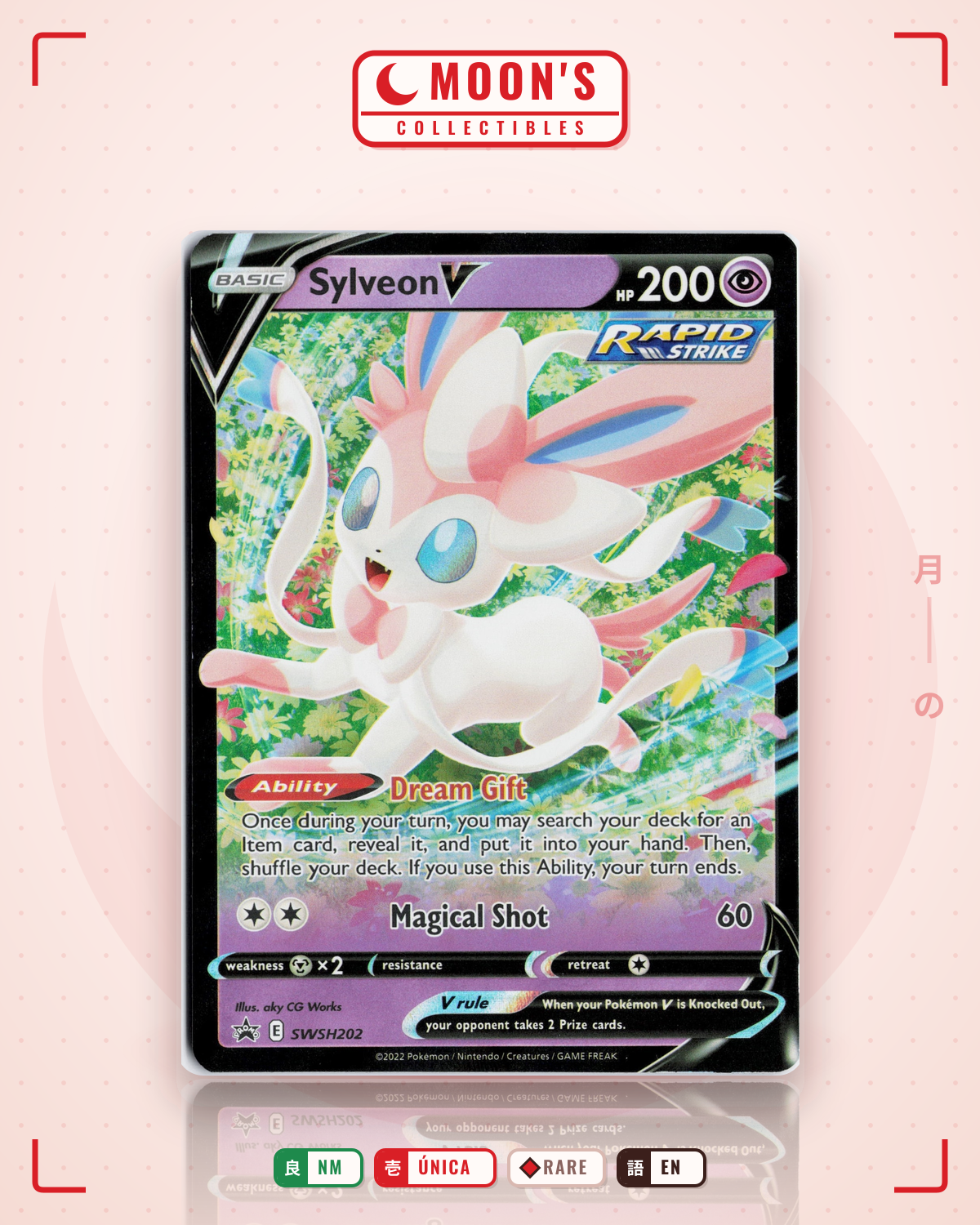 Carta Pokémon Sylveon V · SWSH Black Star Promos #SWSH202 (NM) — pieza única en Moon's Collectibles México