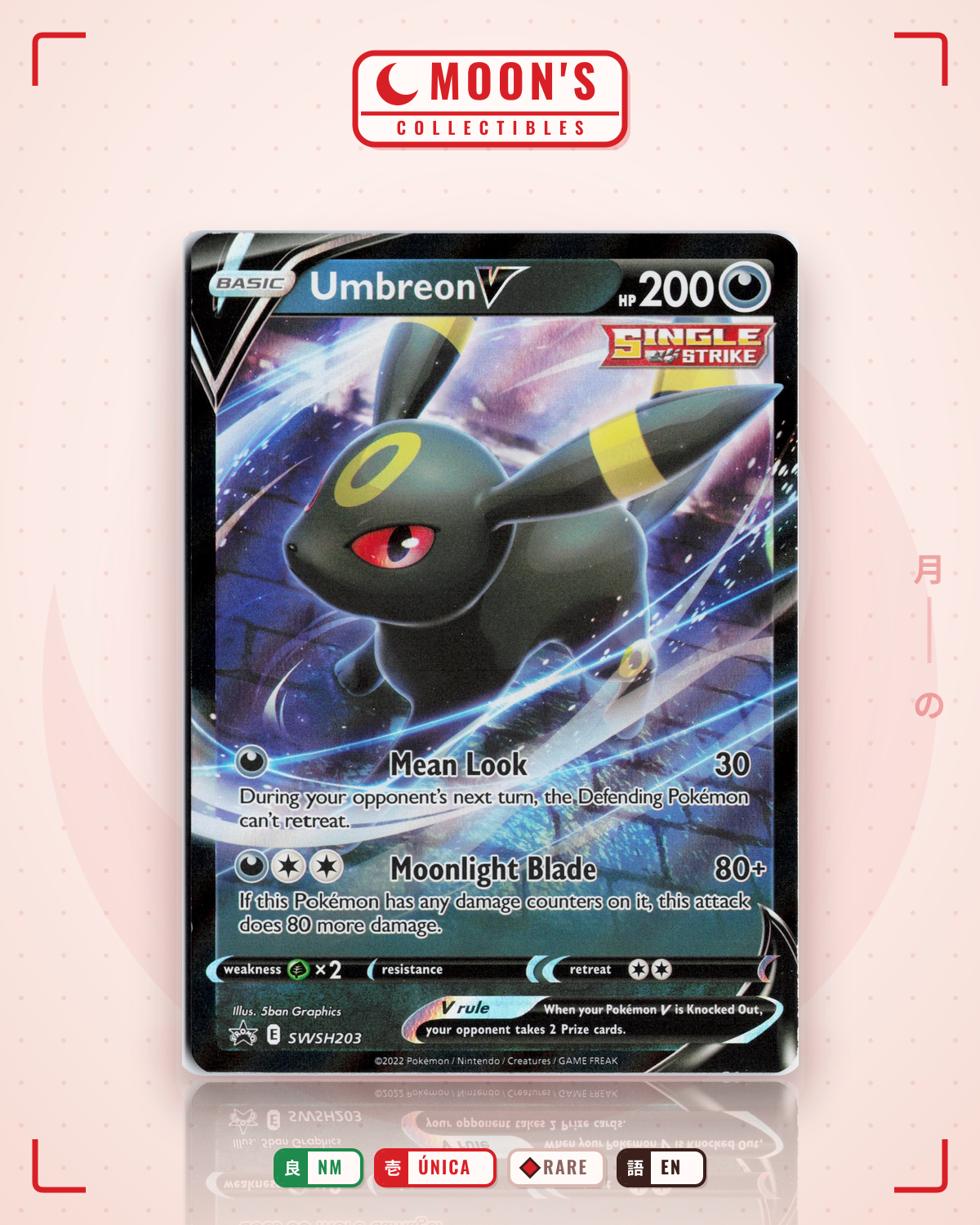 Carta Pokémon Umbreon V · SWSH Black Star Promos #SWSH203 (NM) — pieza única en Moon's Collectibles México