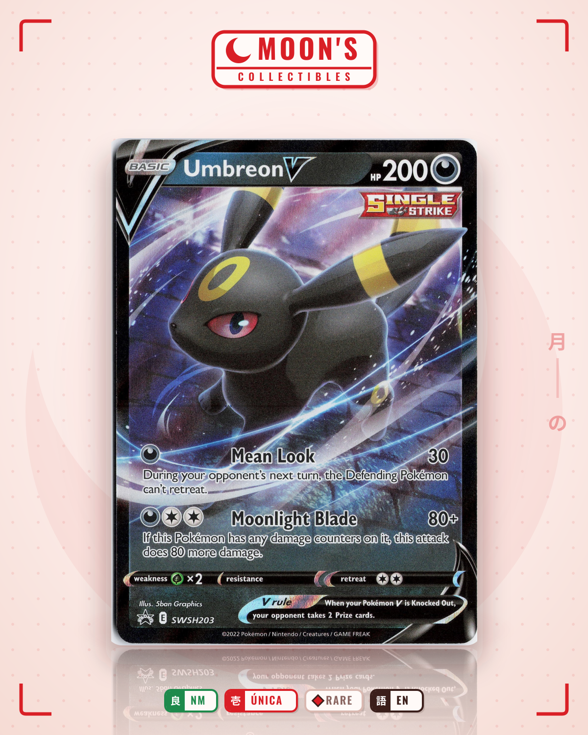 Carta Pokémon Umbreon V · SWSH Black Star Promos #SWSH203 (NM) — pieza única en Moon's Collectibles México