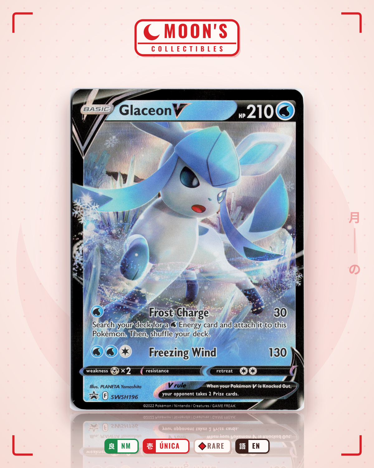 Carta Pokémon Glaceon V · SWSH Black Star Promos #SWSH196 (NM) — pieza única en Moon's Collectibles México