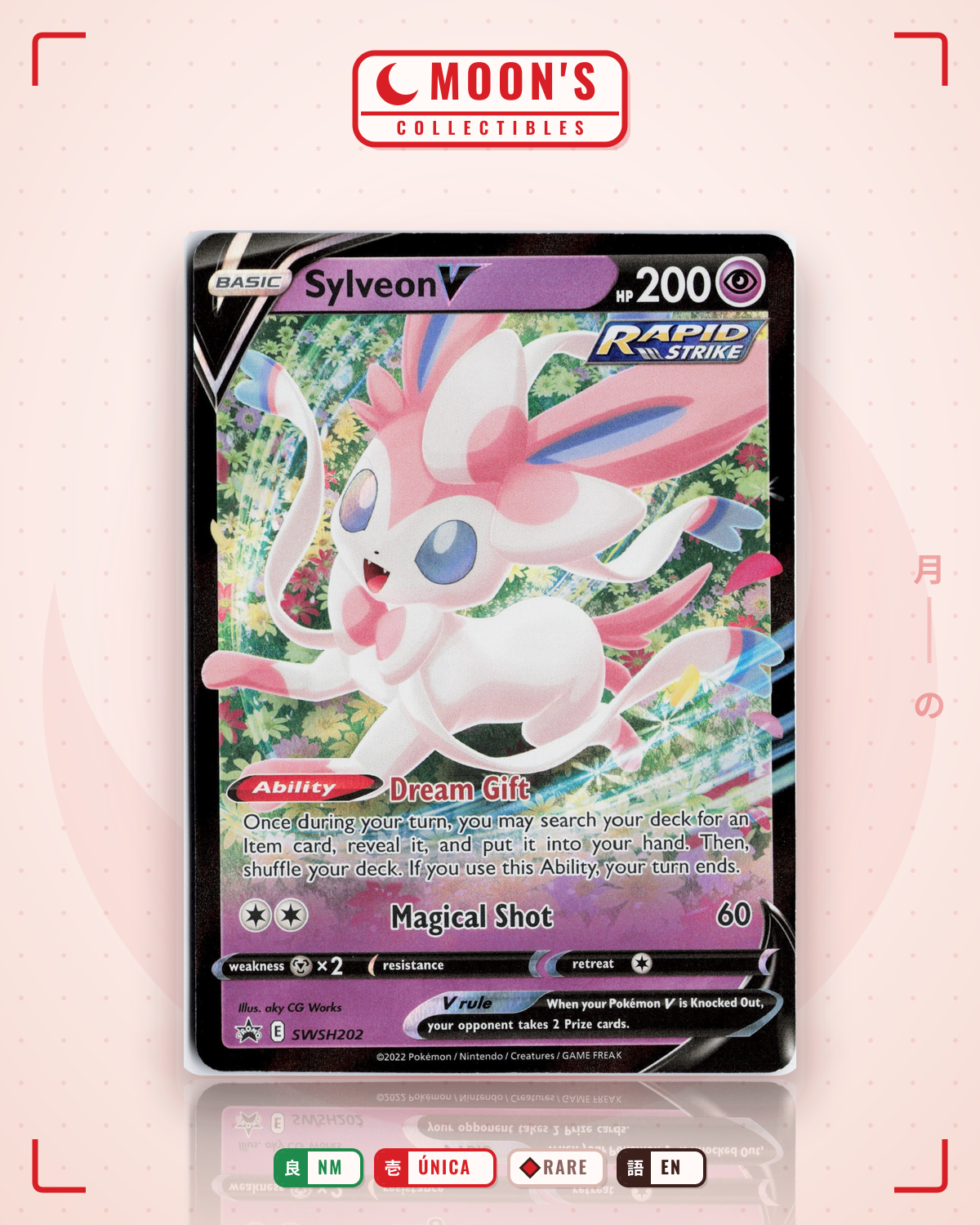 Carta Pokémon Sylveon V · SWSH Black Star Promos #SWSH202 (NM) — pieza única en Moon's Collectibles México