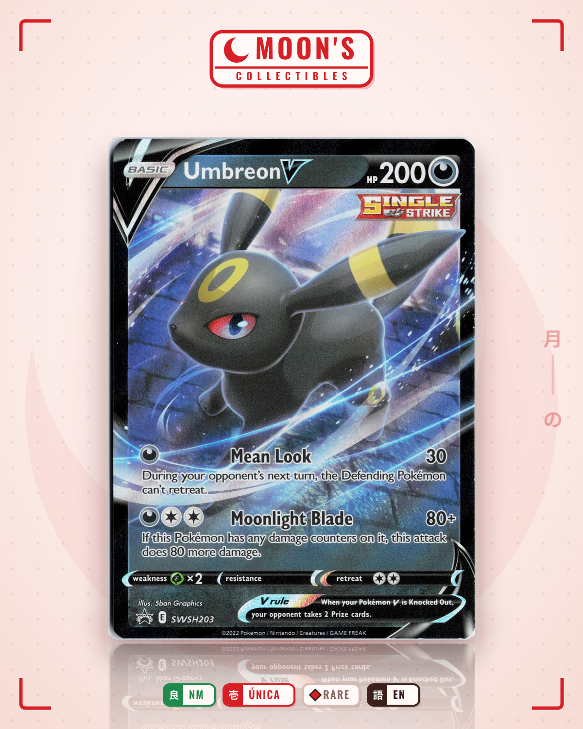 Carta Pokémon Umbreon V · SWSH Black Star Promos #SWSH203 (NM) — pieza única en Moon's Collectibles México