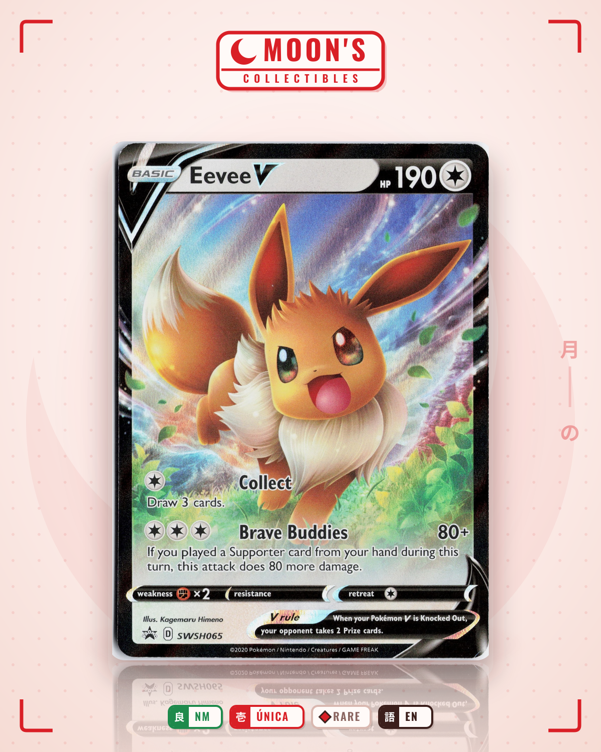 Carta Pokémon Eevee V · SWSH Black Star Promos #SWSH065 (NM) — pieza única en Moon's Collectibles México