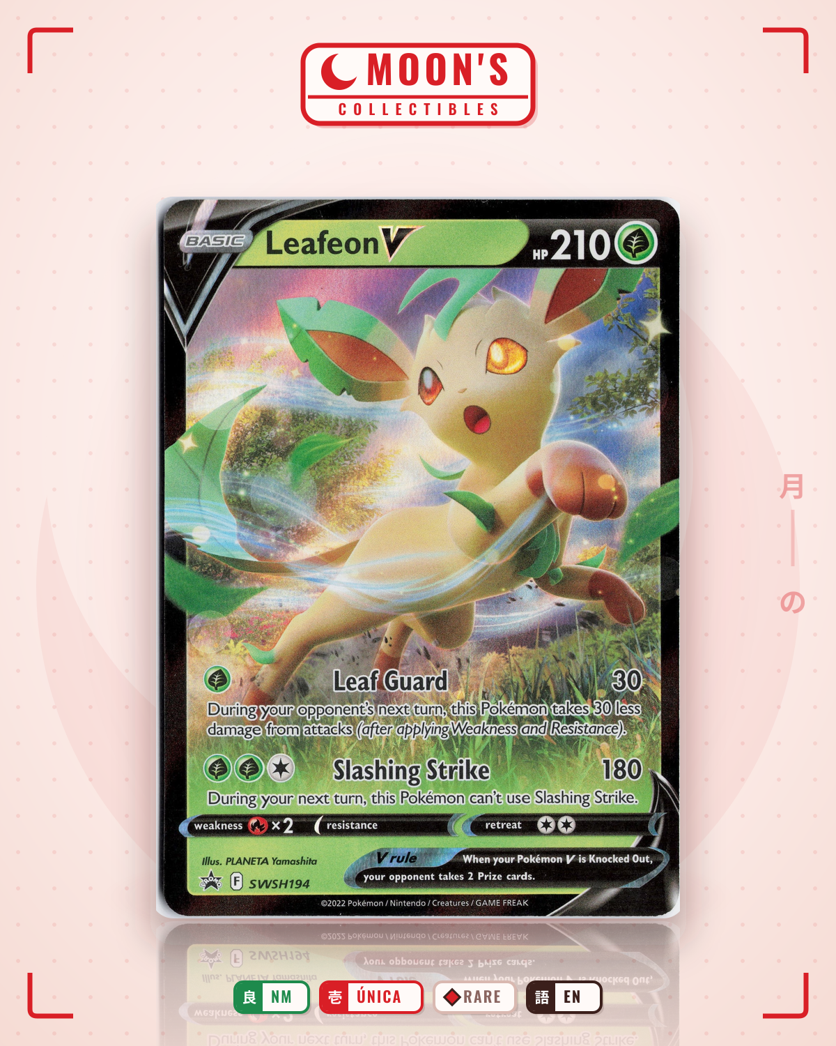 Carta Pokémon Leafeon V · SWSH Black Star Promos #SWSH194 (NM) — pieza única en Moon's Collectibles México