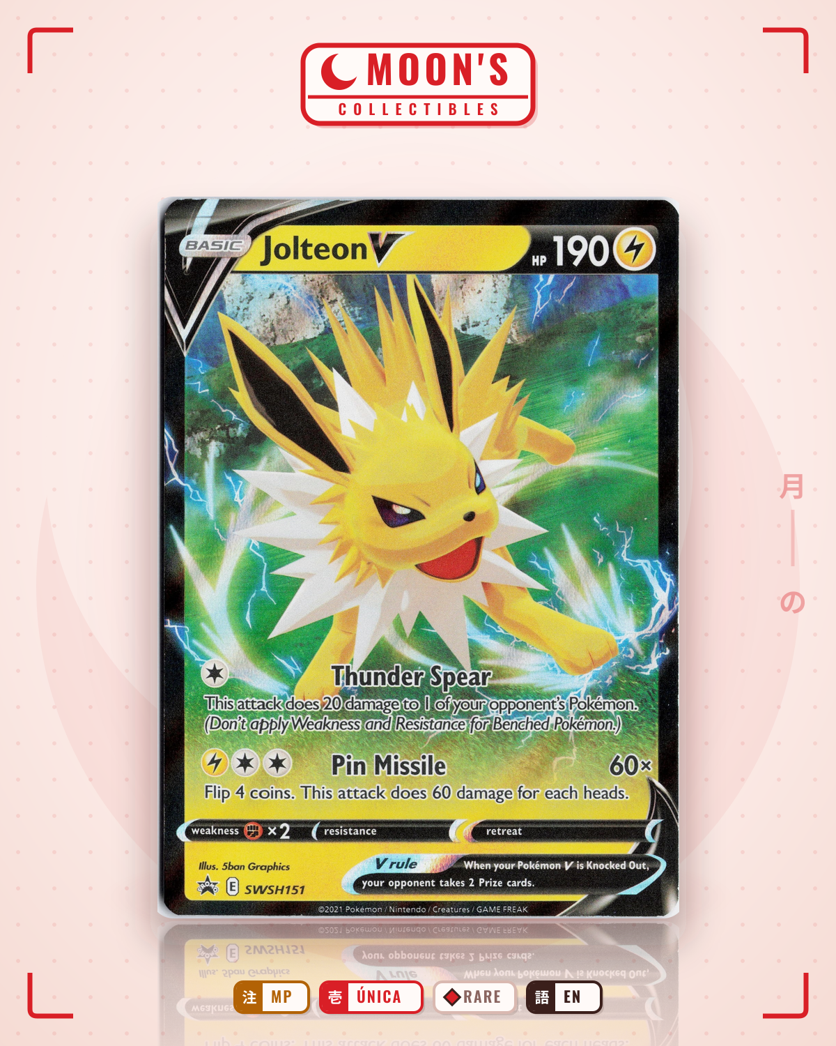 Carta Pokémon Jolteon V · SWSH Black Star Promos #SWSH151 (MP) — pieza única en Moon's Collectibles México