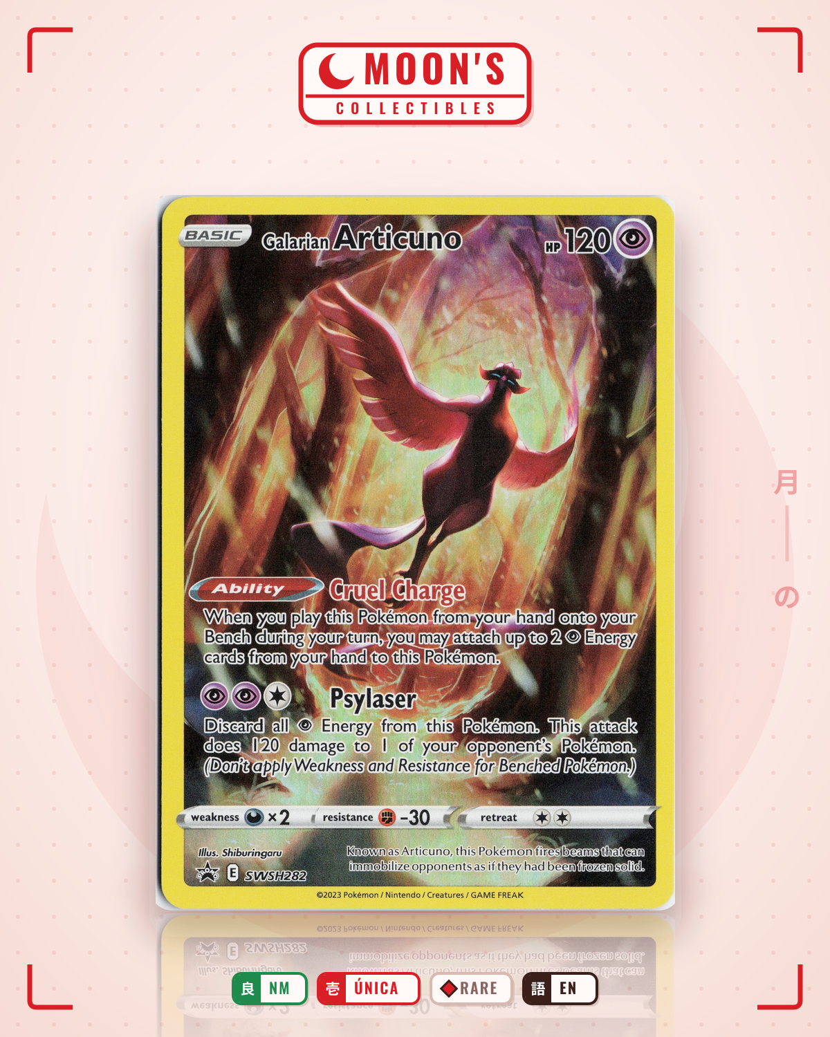 Carta Pokémon Galarian Articuno · SWSH Black Star Promos #SWSH282 (NM) — pieza única en Moon's Collectibles México
