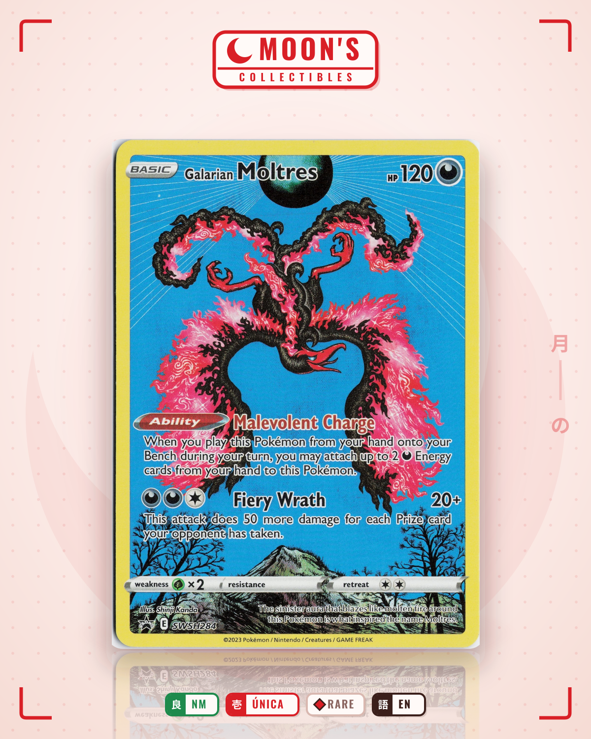Carta Pokémon Galarian Moltres · SWSH Black Star Promos #SWSH284 (NM) — pieza única en Moon's Collectibles México