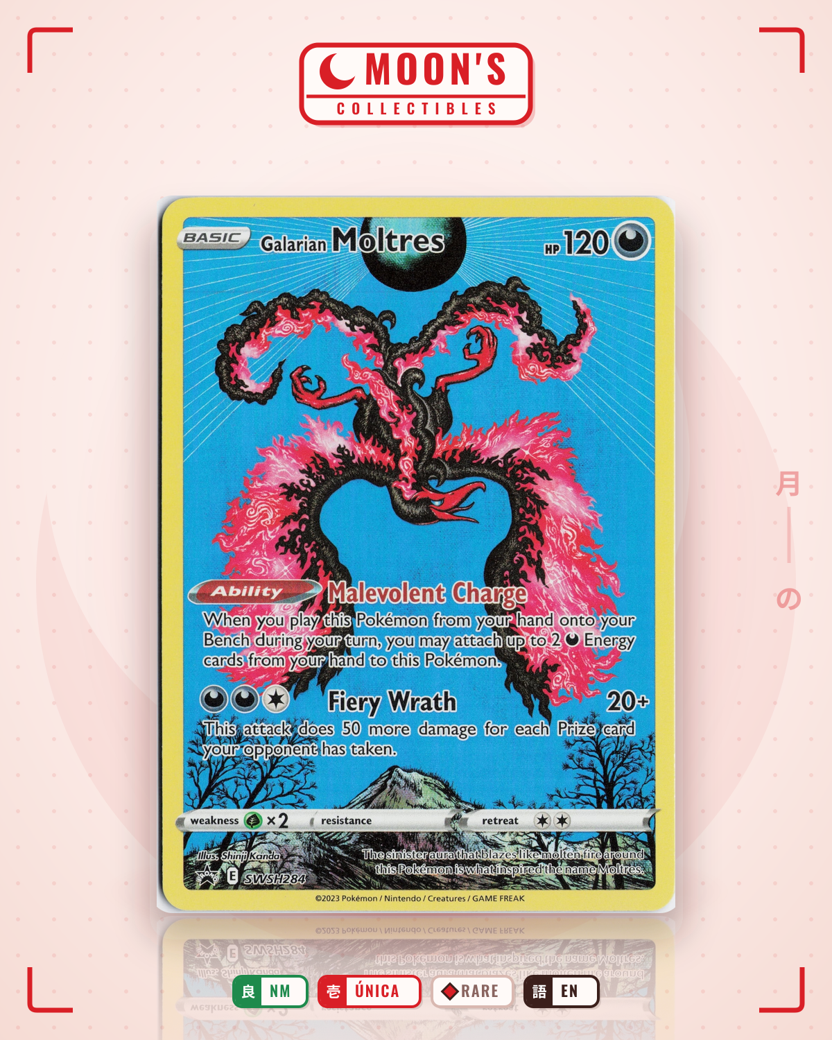 Carta Pokémon Galarian Moltres · SWSH Black Star Promos #SWSH284 (NM) — pieza única en Moon's Collectibles México