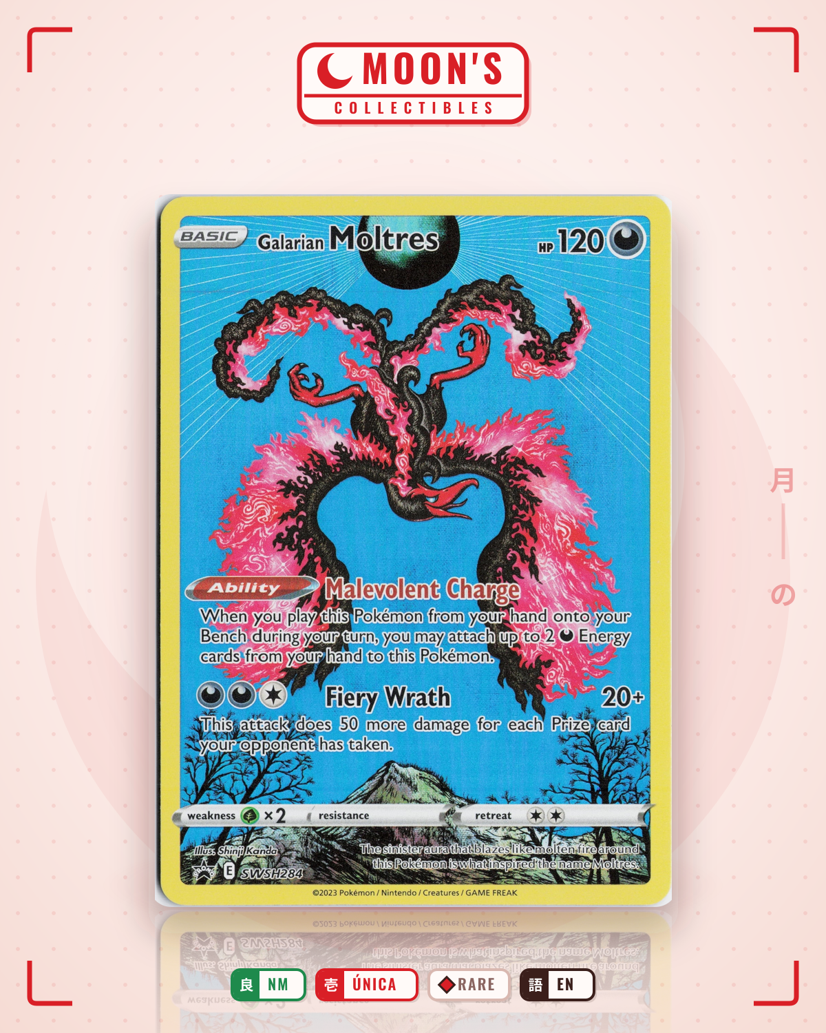 Carta Pokémon Galarian Moltres · SWSH Black Star Promos #SWSH284 (NM) — pieza única en Moon's Collectibles México