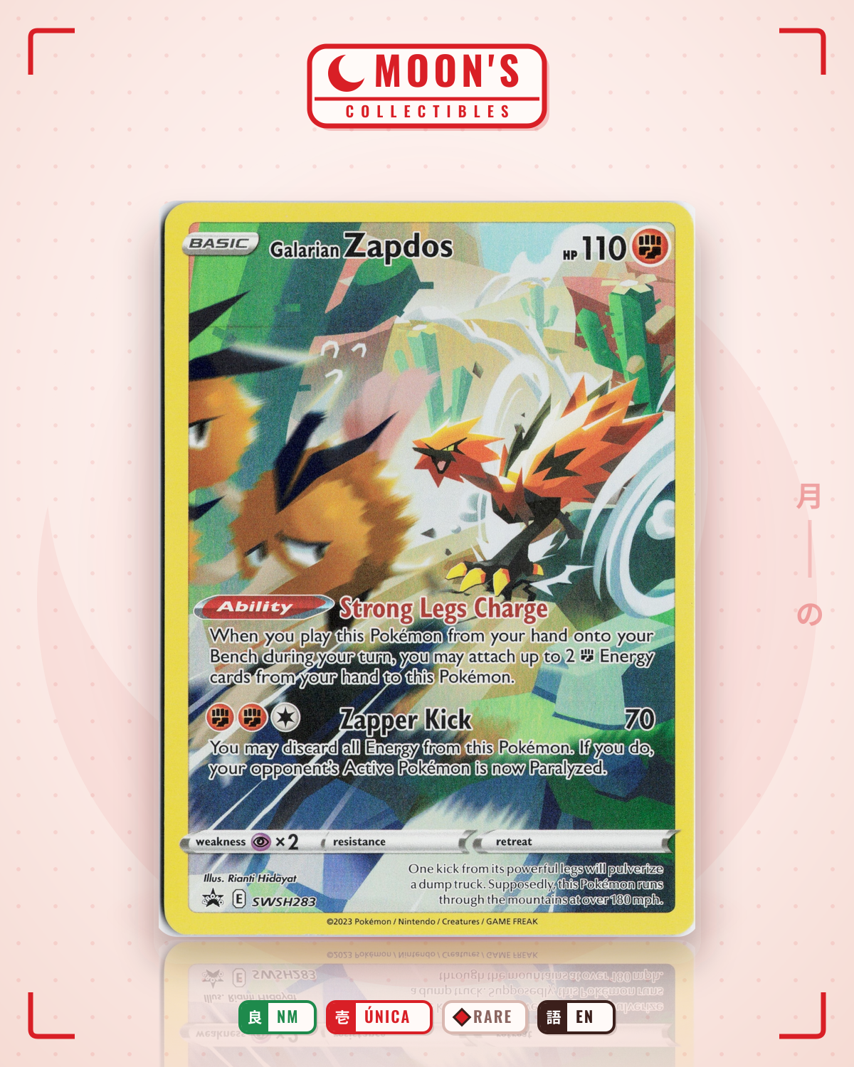 Carta Pokémon Galarian Zapdos · SWSH Black Star Promos #SWSH283 (NM) — pieza única en Moon's Collectibles México