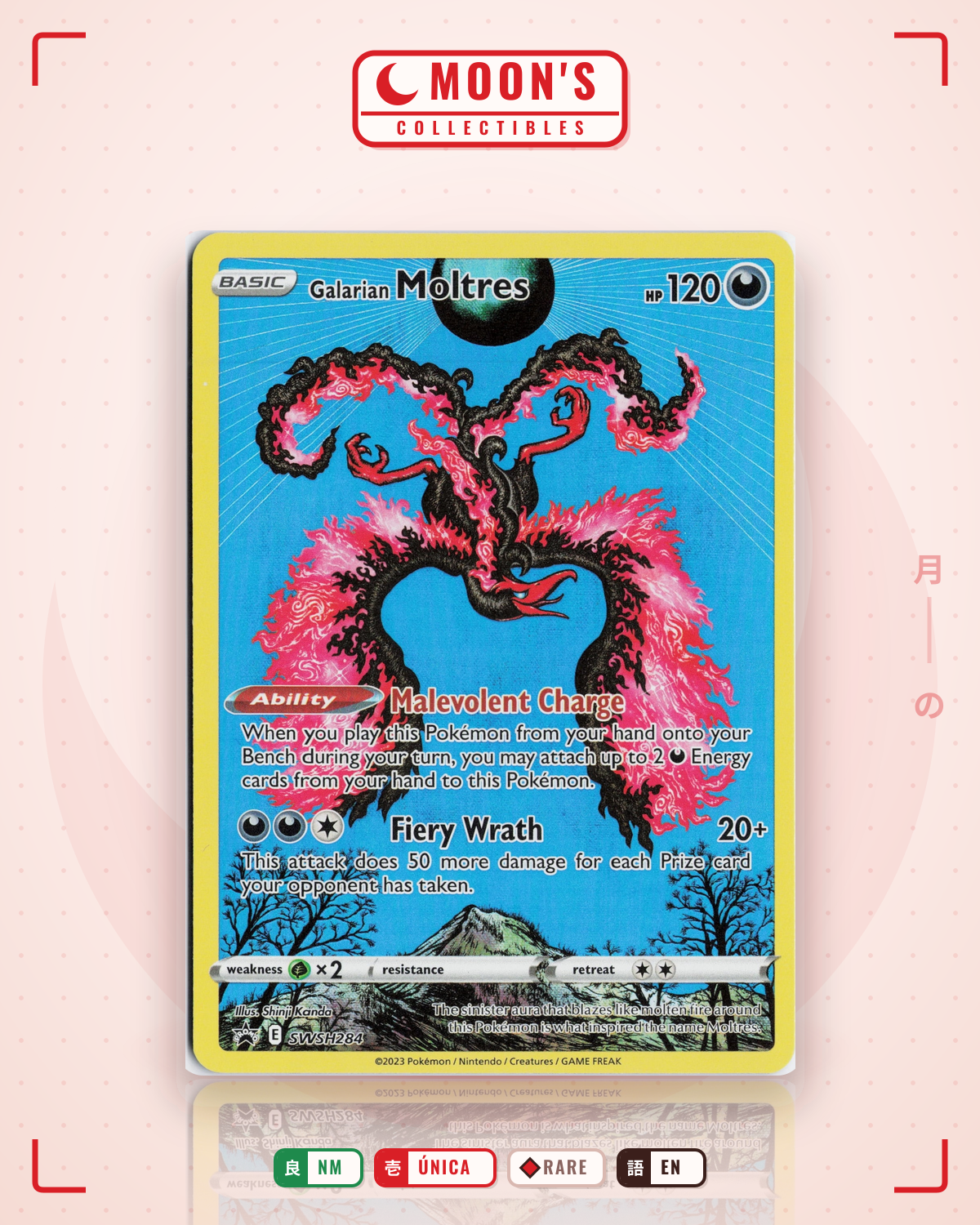 Carta Pokémon Galarian Moltres · SWSH Black Star Promos #SWSH284 (NM) — pieza única en Moon's Collectibles México