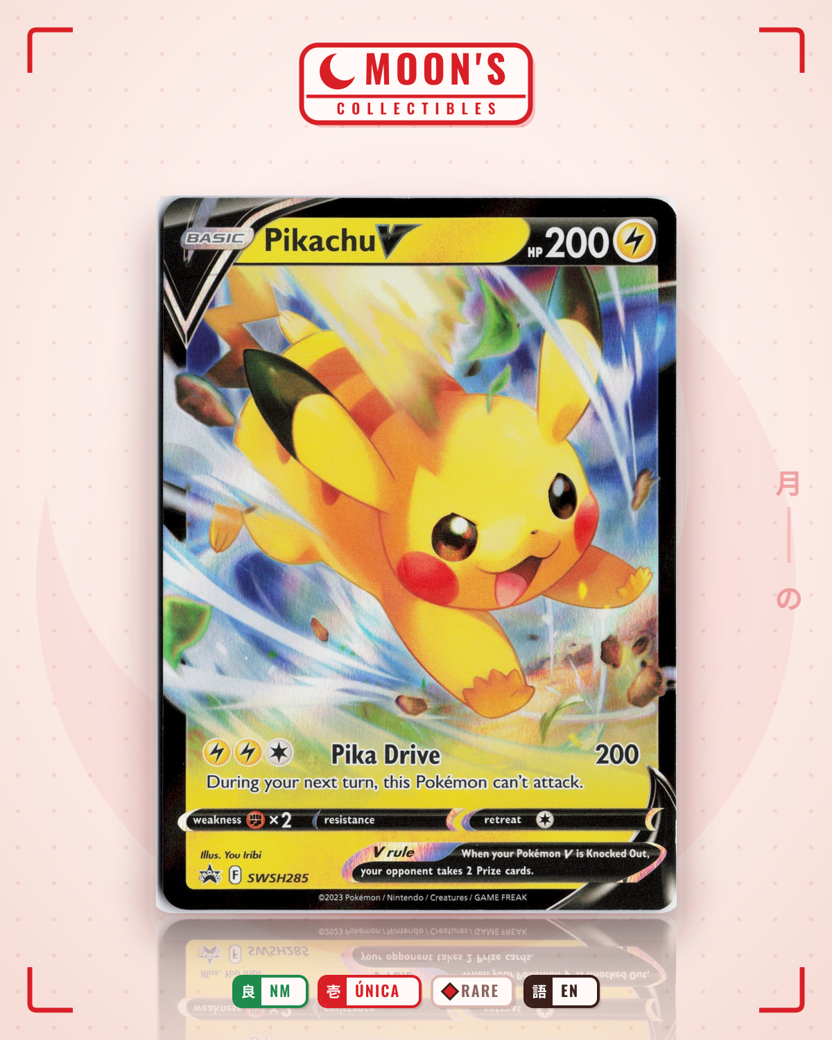 Carta Pokémon Pikachu V · SWSH Black Star Promos #SWSH285 (NM) — pieza única en Moon's Collectibles México