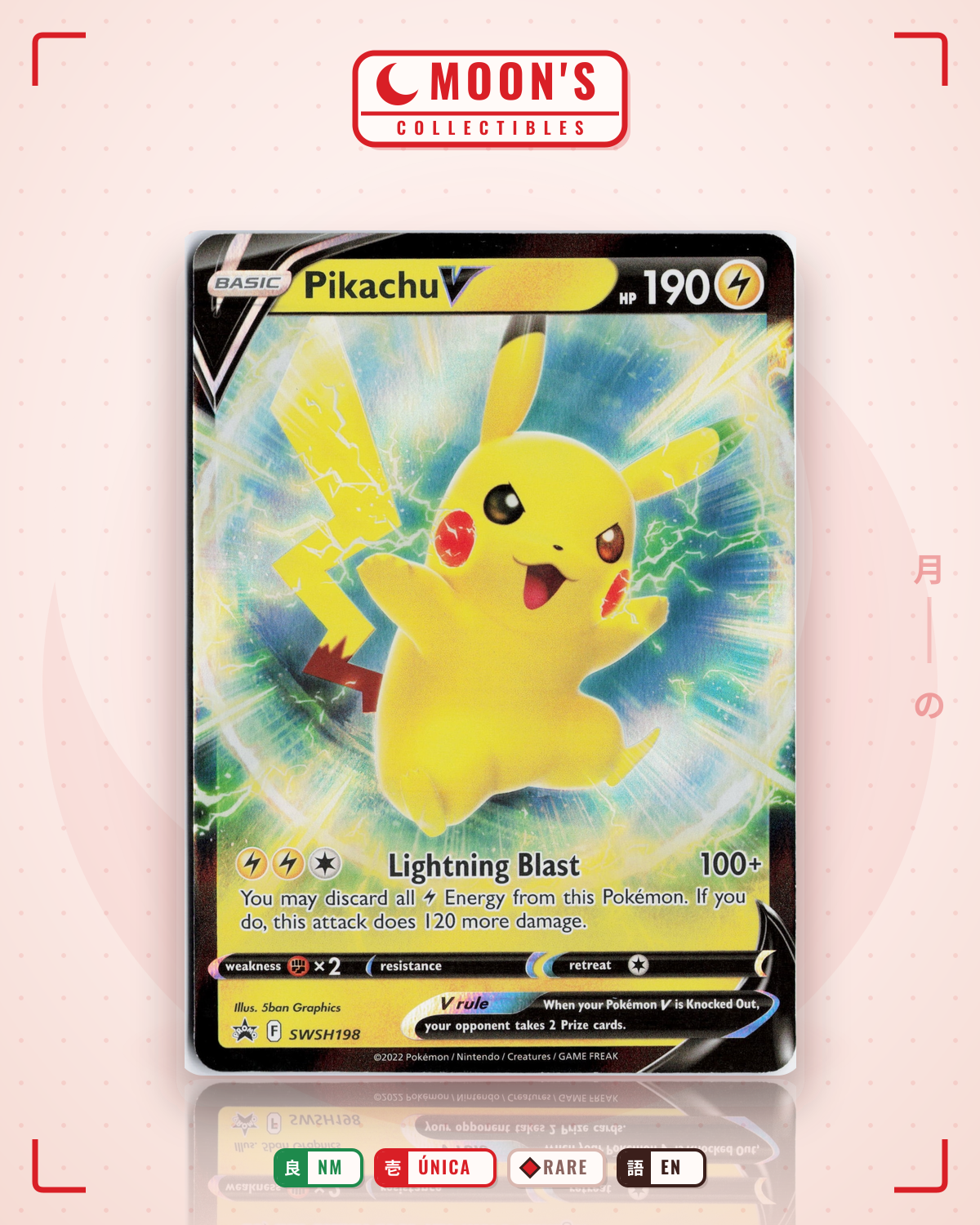 Carta Pokémon Pikachu V · SWSH Black Star Promos #SWSH198 (NM) — pieza única en Moon's Collectibles México