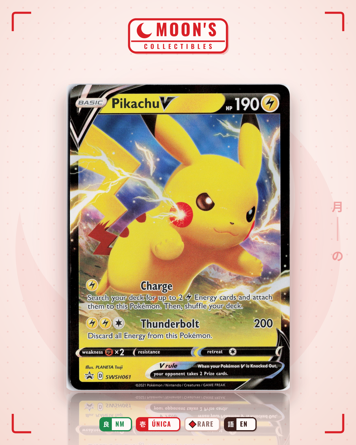 Carta Pokémon Pikachu V · SWSH Black Star Promos #SWSH061 (NM) — pieza única en Moon's Collectibles México