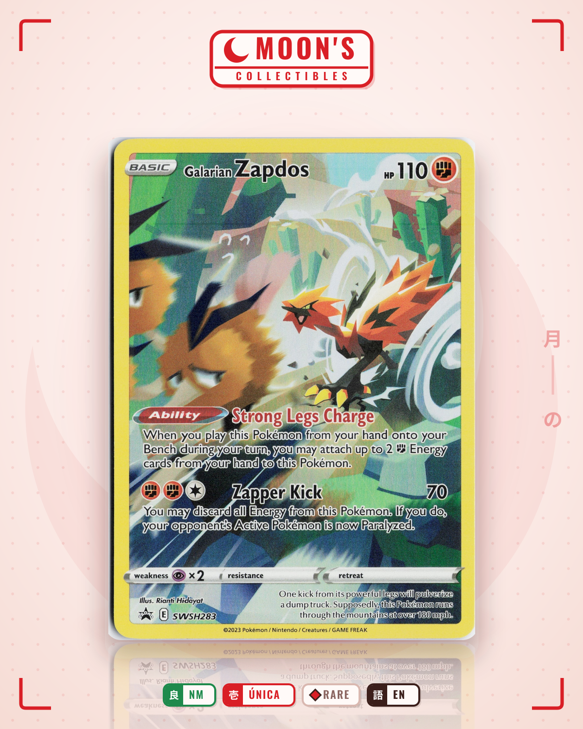 Carta Pokémon Galarian Zapdos · SWSH Black Star Promos #SWSH283 (NM) — pieza única en Moon's Collectibles México