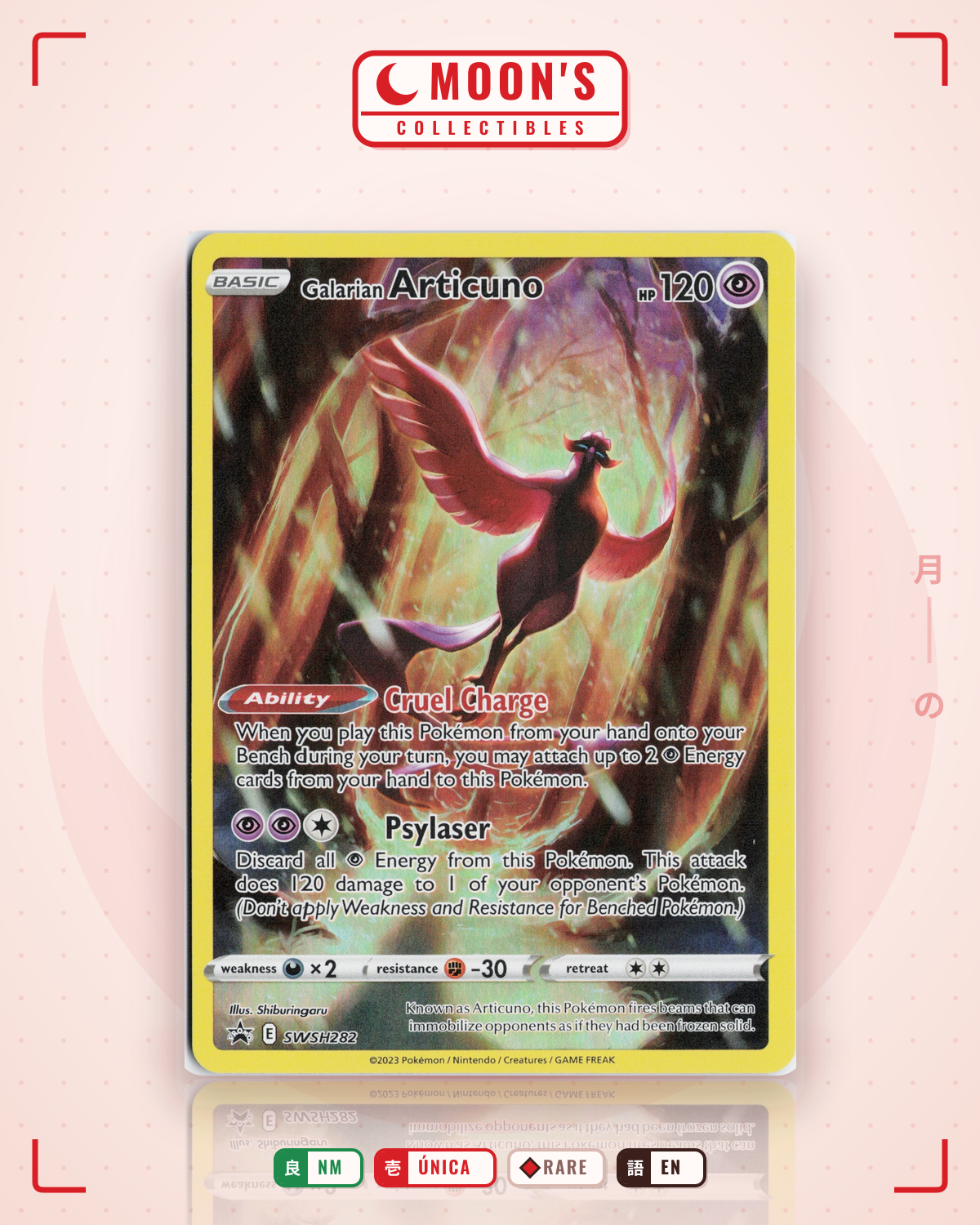 Carta Pokémon Galarian Articuno · SWSH Black Star Promos #SWSH282 (NM) — pieza única en Moon's Collectibles México