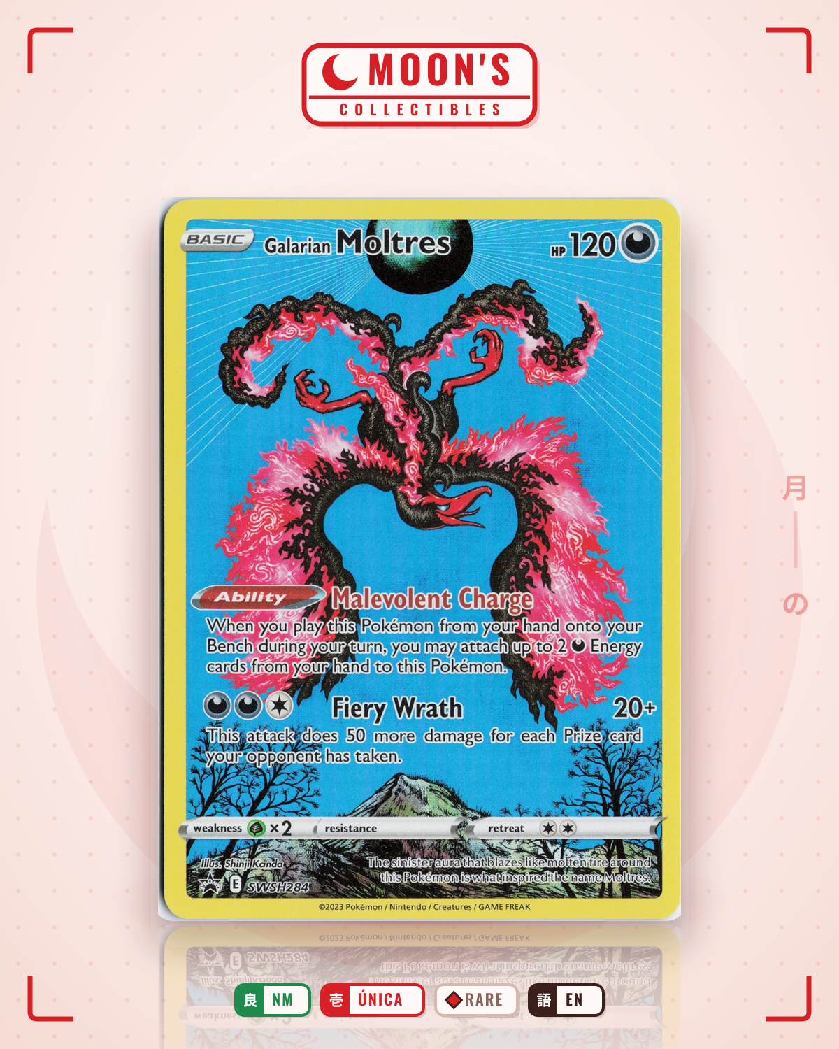 Carta Pokémon Galarian Moltres · SWSH Black Star Promos #SWSH284 (NM) — pieza única en Moon's Collectibles México