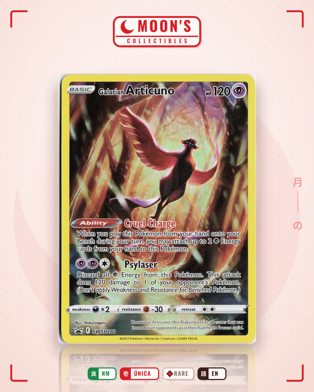 Carta Pokémon Galarian Articuno · SWSH Black Star Promos #SWSH282 (NM) — pieza única en Moon's Collectibles México