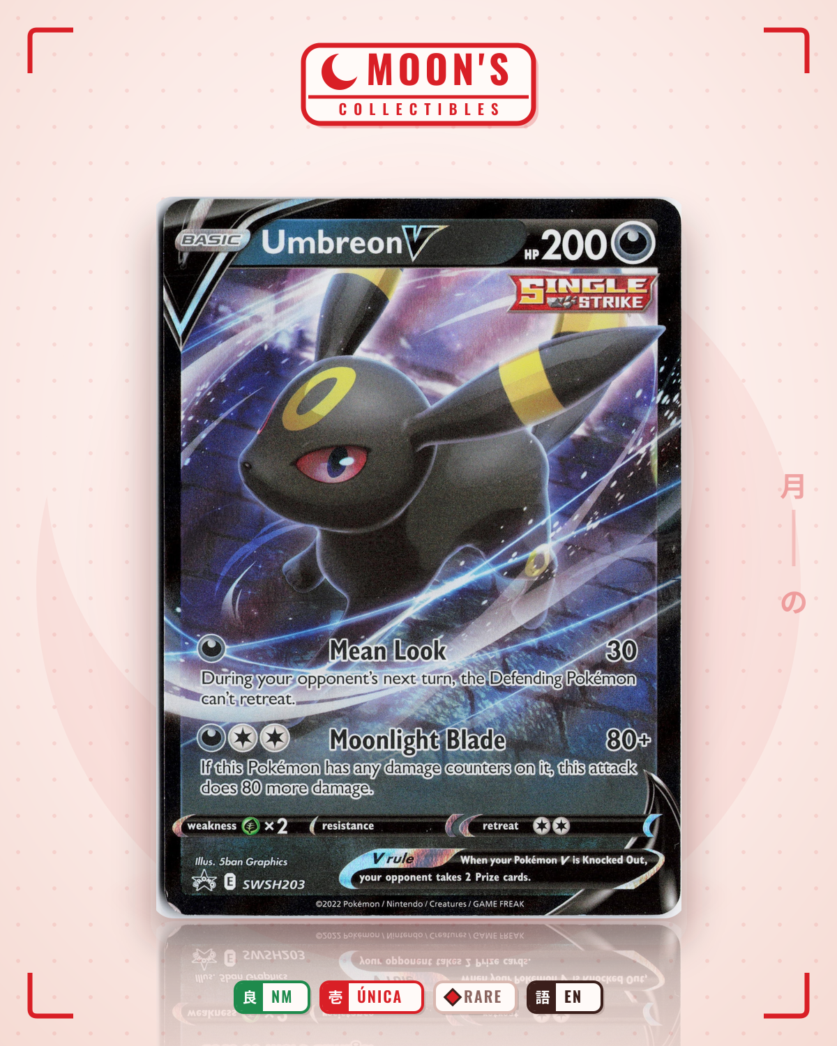 Carta Pokémon Umbreon V · SWSH Black Star Promos #SWSH203 (NM) — pieza única en Moon's Collectibles México