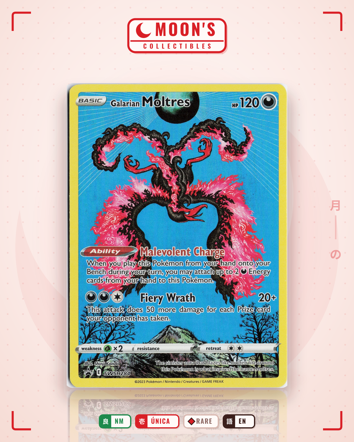 Carta Pokémon Galarian Moltres · SWSH Black Star Promos #SWSH284 (NM) — pieza única en Moon's Collectibles México